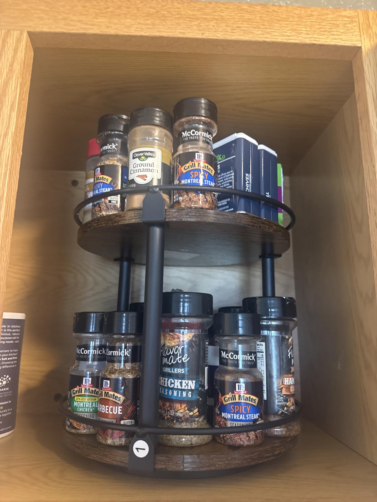 YATINEY 3-Tier Lazy Susan Organizer, Rotating Spice Rack, Spinning Organizer, Industrial Turntable Spice Rack Organizer for Cabinet, Kitchen Countertop, Pantry, Rustic Brown and Black SR23BR customer photo 2