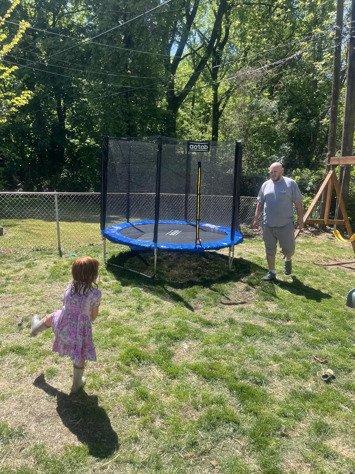 AOTOB 8FT 10FT 12FT 14 FT 15FT Trampoline with Safety Enclosure Net, Outdoor Trampoline with Basketball Hoop, Heavy Duty Jumping Mat and Spring Cover Padding for Kids and Adults, Storage Bag and Ladder customer photo 2