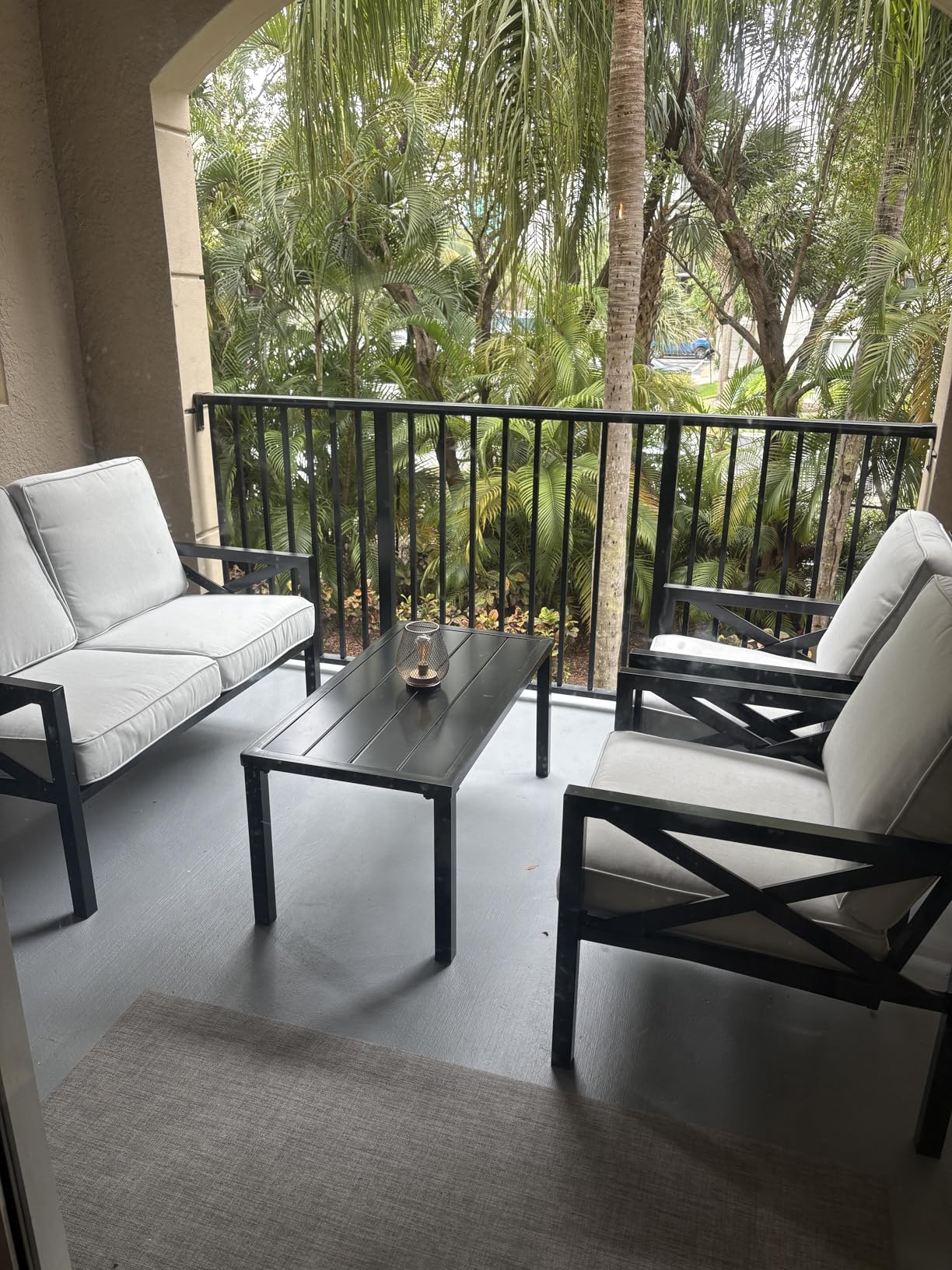 NATURAL EXPRESSIONS Outdoor Patio Furniture 4 Pieces Set, Modern Patio Conversation Sets, Outdoor Sectional Metal Sofa with 5.5 Inch Cushion and Coffee Table for Balcony, Garden customer photo 2