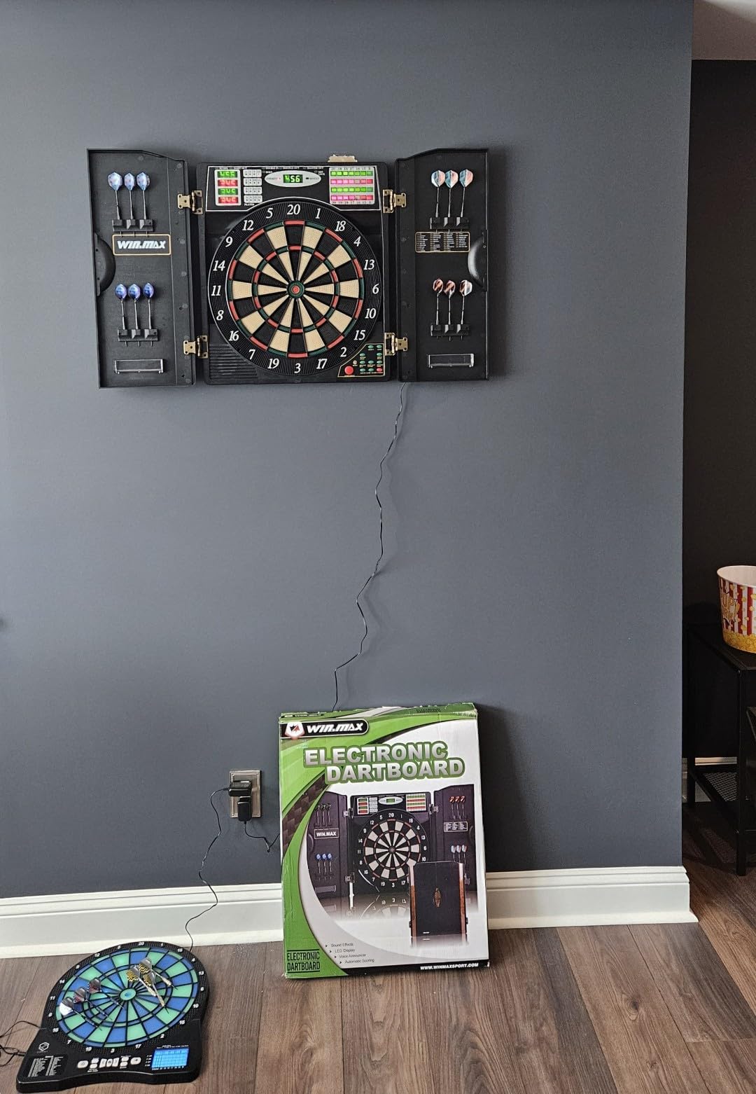 Electronic Dart Board with Cabinet LED Electric Digital Dart Boards for Adults with 12 Soft Tip Darts customer photo 1
