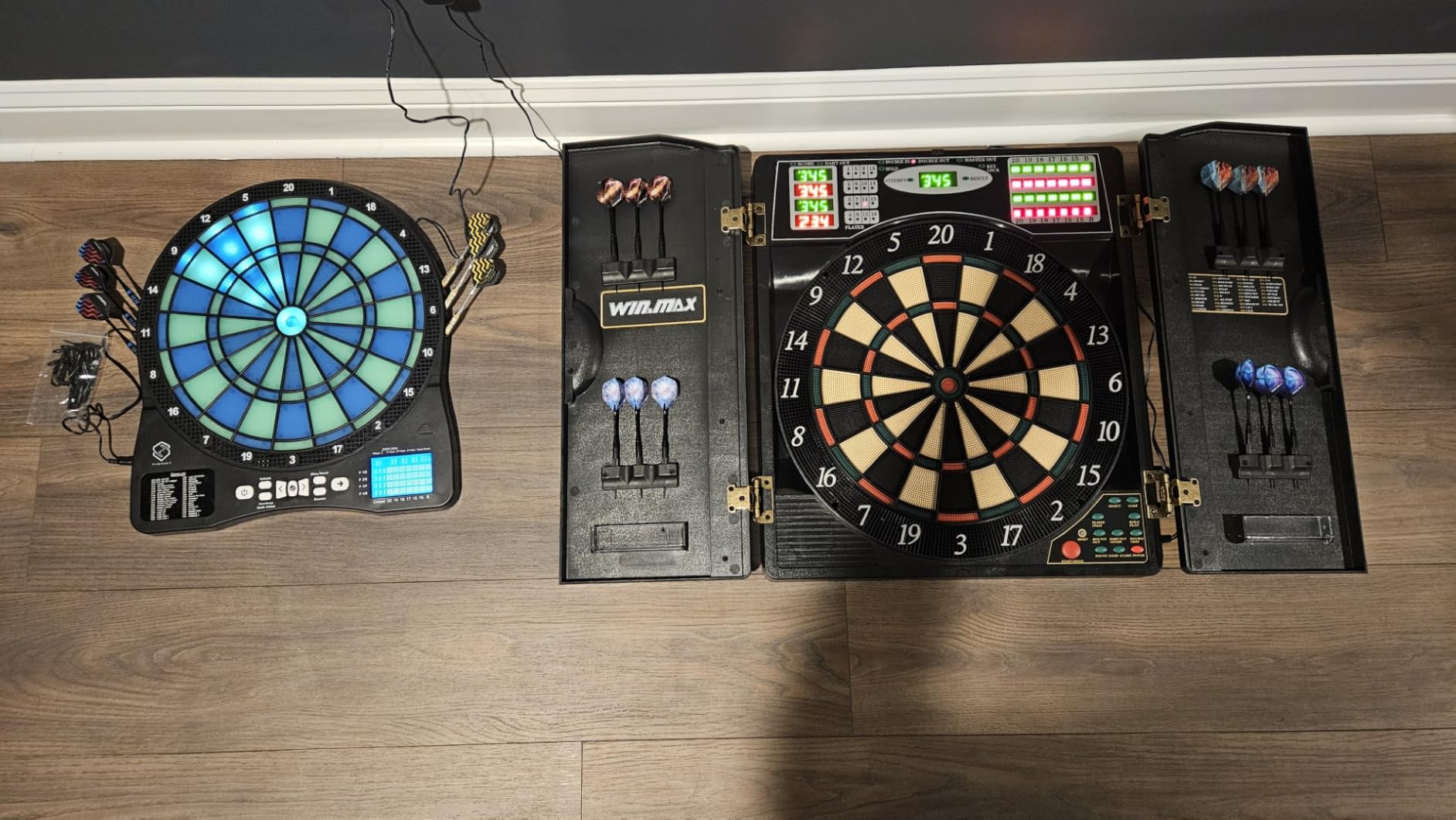 Electronic Dart Board with Cabinet LED Electric Digital Dart Boards for Adults with 12 Soft Tip Darts customer photo 2