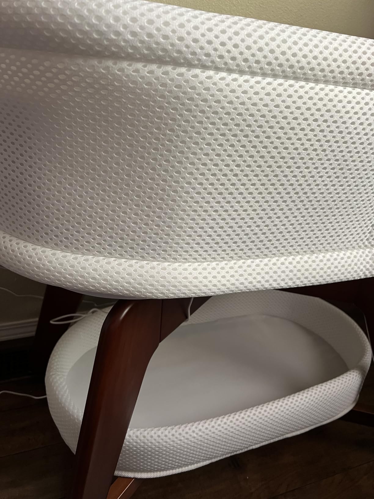 TruBliss Evi Smart Baby Bassinet Beside Sleeper with Auto-Glide, Ambient Nightlight & Sensory Sounds, Compatible with Alexa and Google Home, Includes 2 Sheets (White W/White Legs) customer photo 1