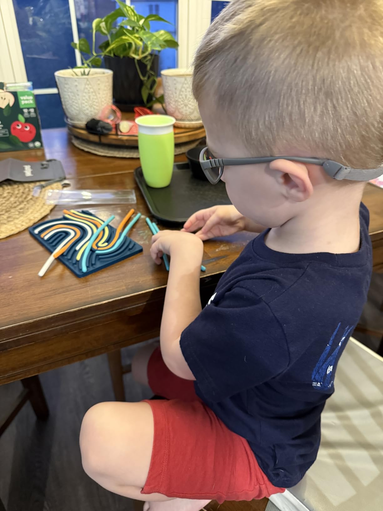 Pushpeel Sensory Activity Board: Silicone Fidget Toy for Calming, Stress, Anxiety, ADHD & Autism | Silent, No Mess | Kids 3+ & Adults | Includes Portable Travel Bag & 11 Strings customer photo 1