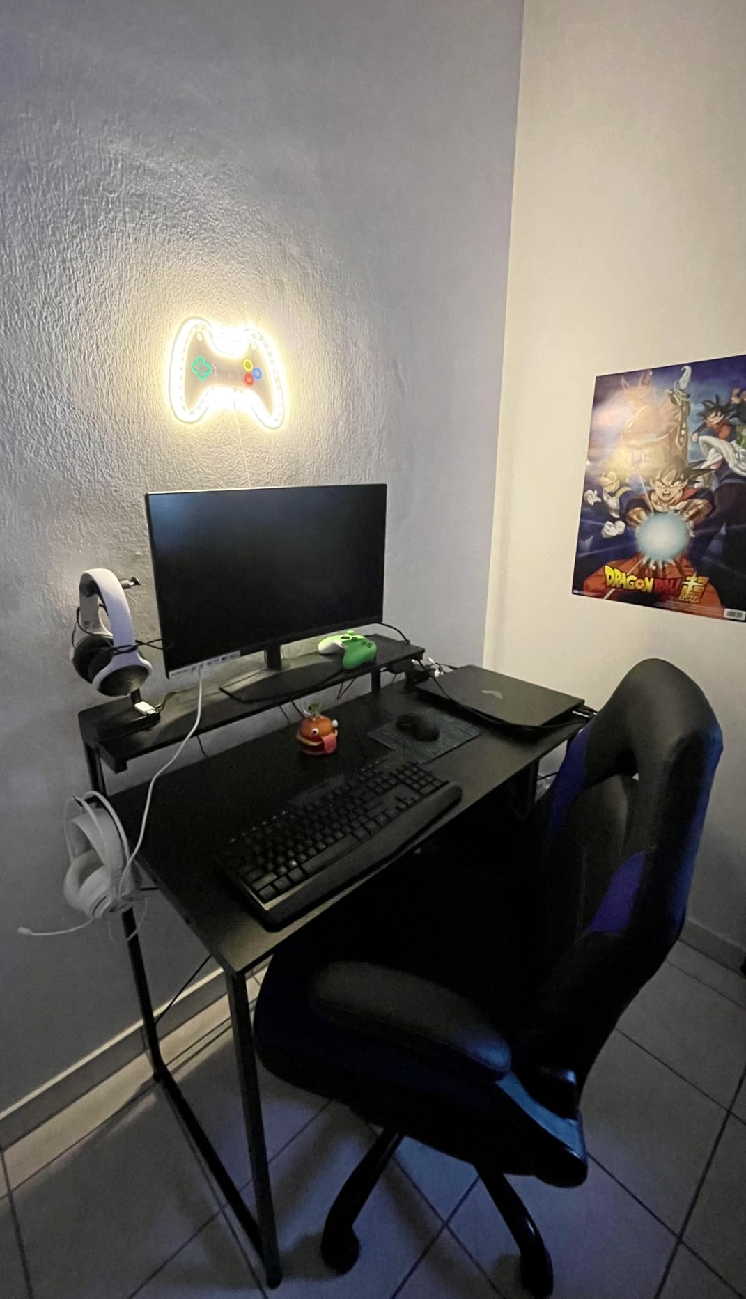 MOTPK 40 Inch Small Gaming Desk with Storage & Led Lights, Computer Desk with Shelf, Reversible Gamer Desk with Monitor Stand customer photo 1
