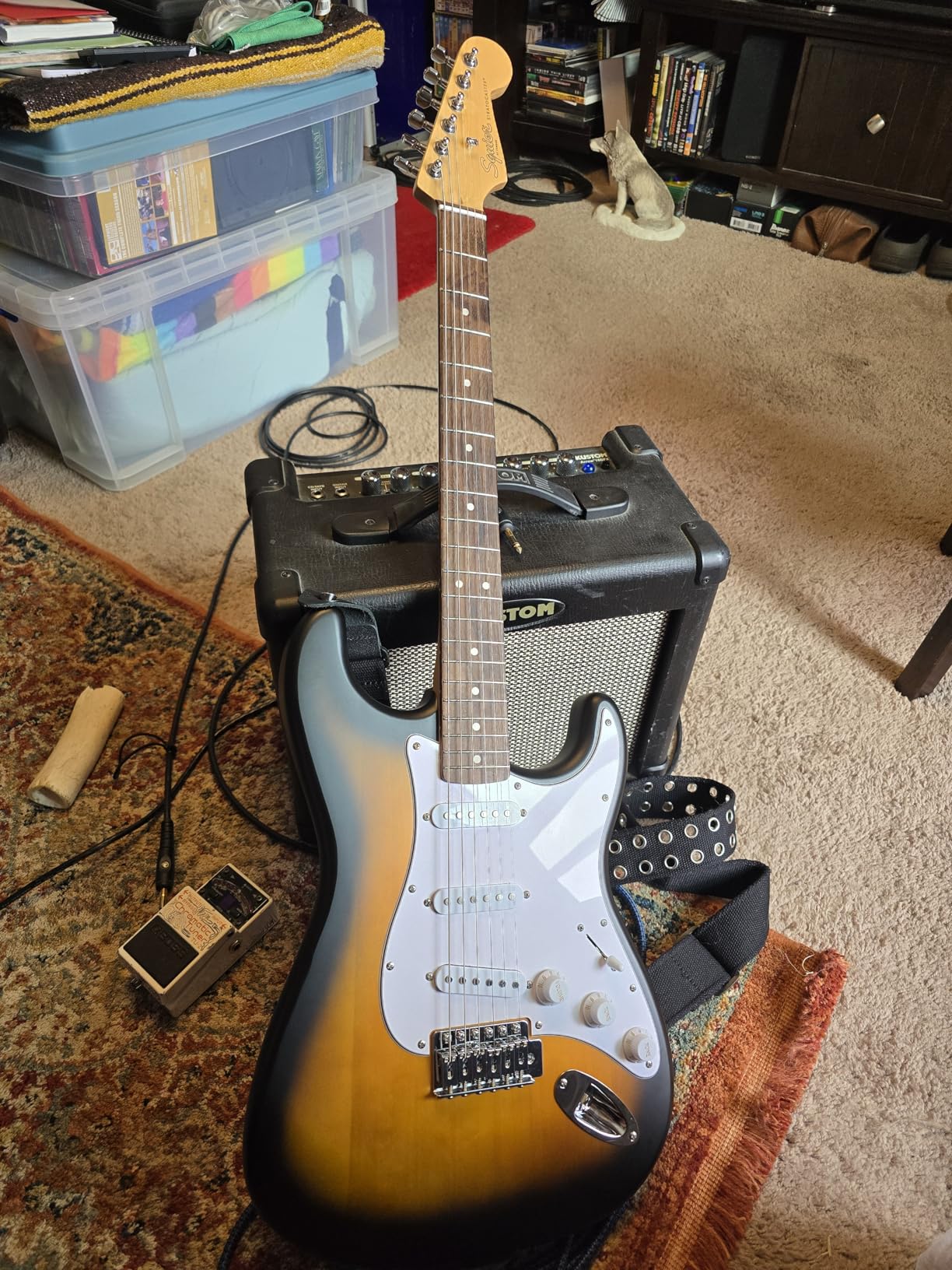 Fender Squier Debut Series Stratocaster Electric Guitar, Beginner Guitar, with 2-Year Warranty, Includes Free Lessons, Black with Matte Finish customer photo 2