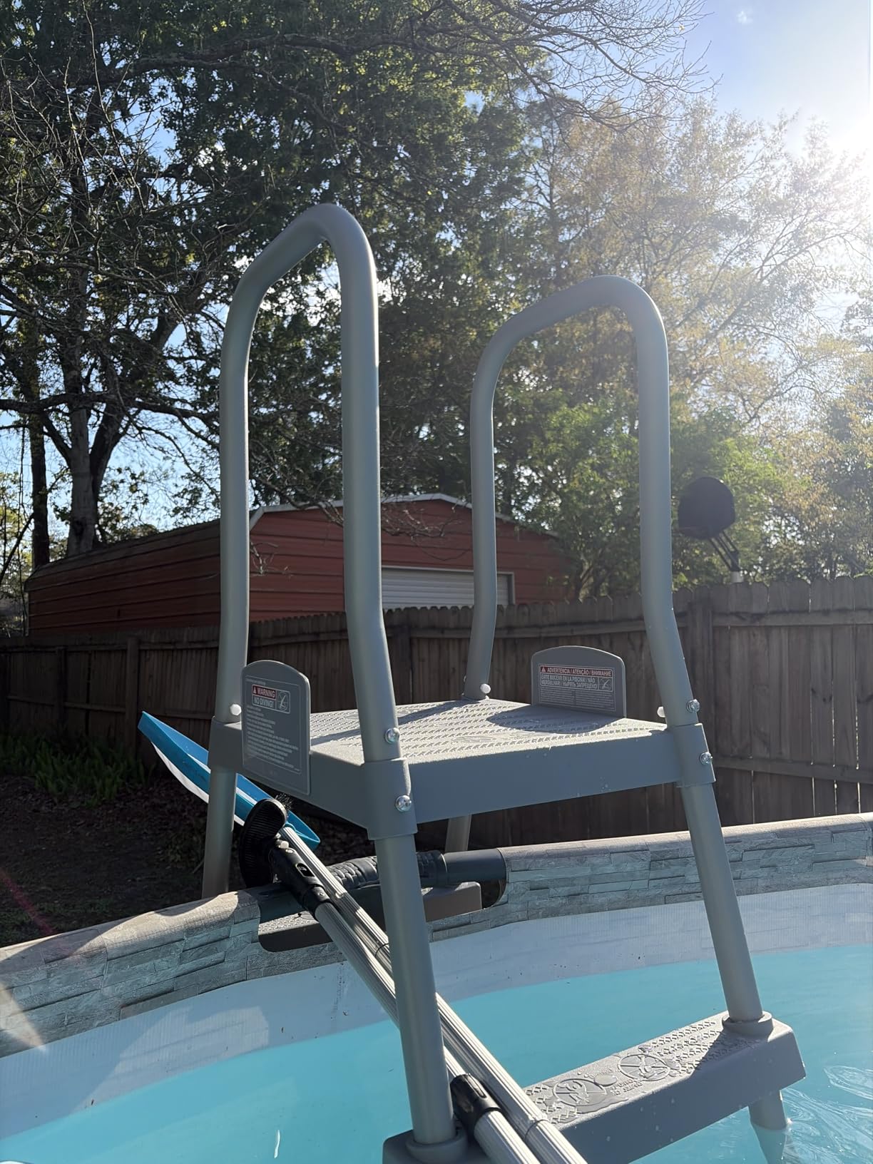 Bestway Flowclear 52 Inch Versatile Metal A Frame Above Ground Swimming Pool Ladder with Heavy Duty Plastic Double Sided Steps customer photo 1