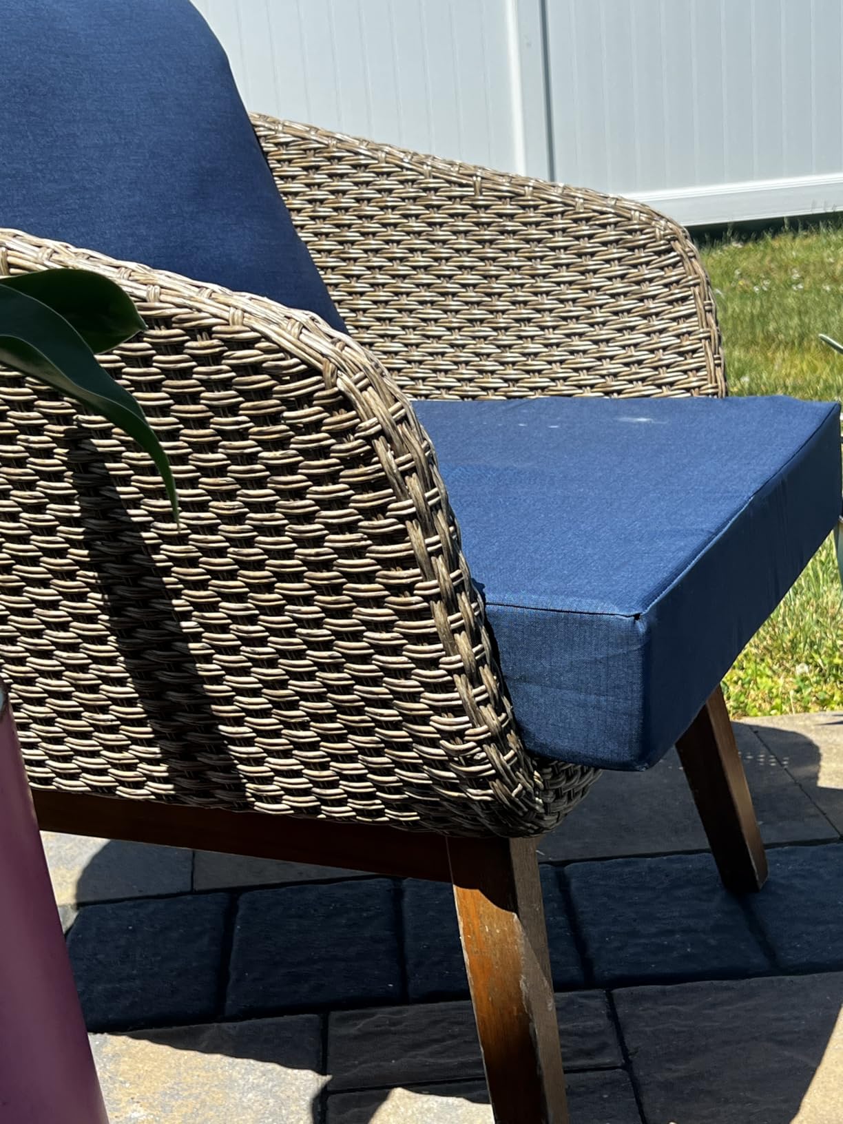 Arden Outdoor Loveseat Cushion Set, 48 x 24, Water Repellent, Fade Resistant, Cushion Set for Couch, Bench, and Swing, Sapphire Blue Leala customer photo 1