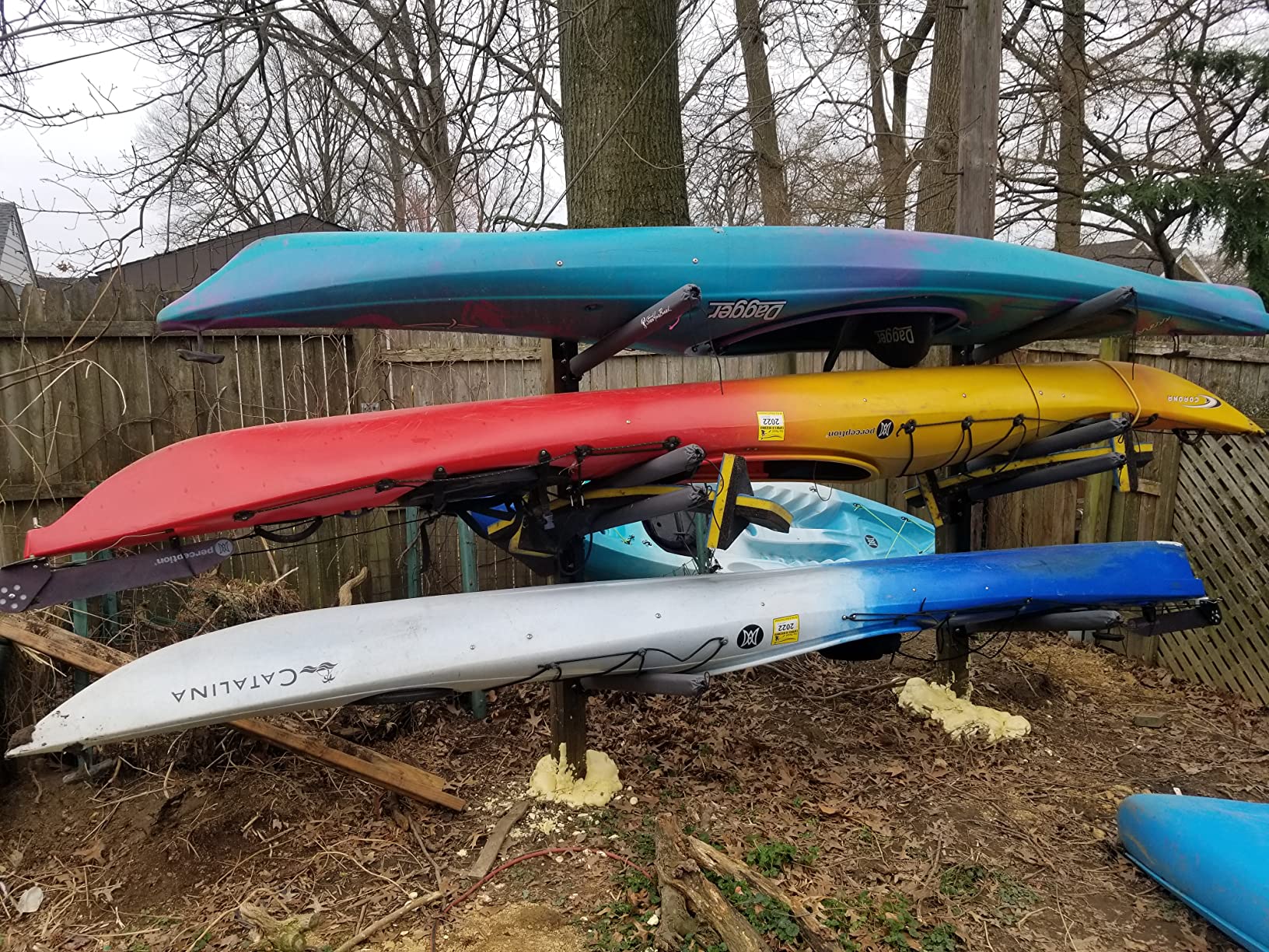 StoreYourBoard G-Kayak Wall Rack - Heavy-Duty Outdoor Kayak Rack for 2 Boats, Adjustable Storage Wall Mount Hanger, Space-Saving Outdoor Storage for Kayak Wall Mount - Holds 200 lbs - Silver customer photo 1