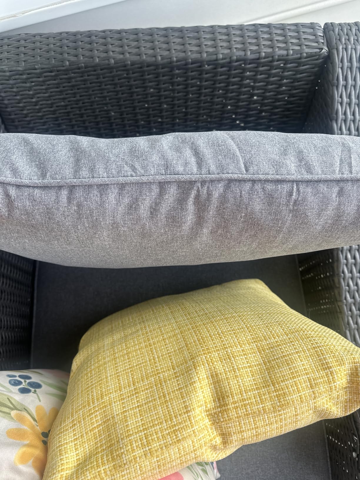 Outsunny Outdoor Chair Cushions Set of 4, Fade Resistant, 24 x 24 in Deep Seat, Patio Cushions for Chair, Sofa, and Outdoor Furniture, Gray customer photo 1