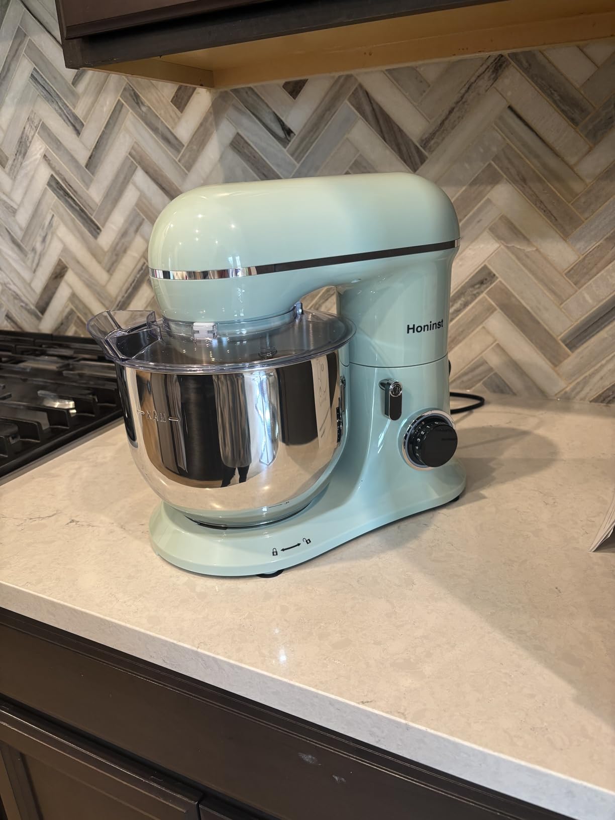 Honinst Stand Mixer, 6.5QT 10-Speed Tilt-Head Electric Stand Mixer, 3-In-1 Kitchen Mixer with Bowl, Dough Hook, Whisk and Beater, Food Mixer for Baking, Cake and Most Home Cooks, Light Green customer photo 2