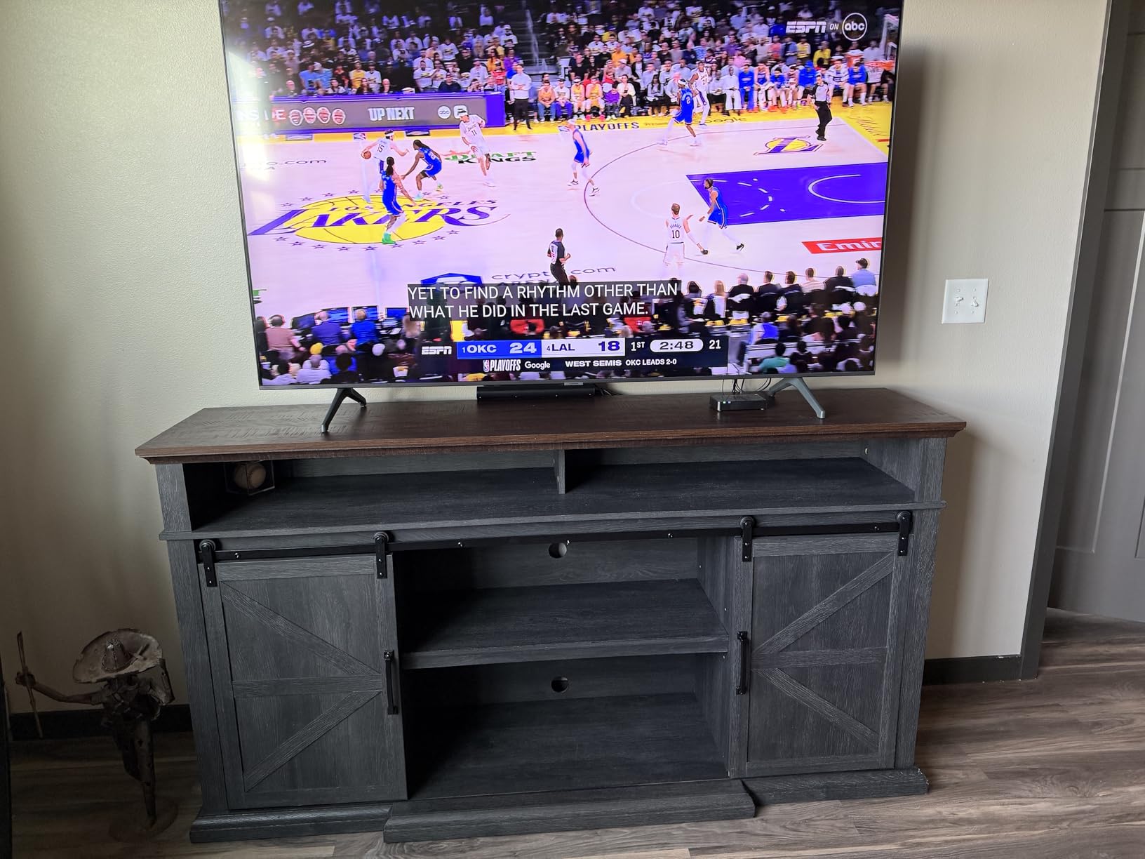 Farmhouse TV Stand for 80 Inch TVs, 37.4