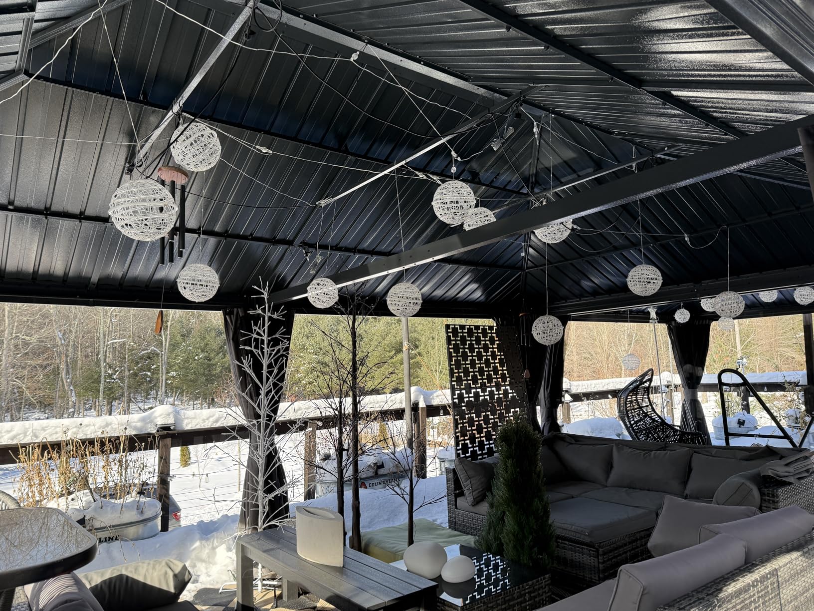 Domi 12' X 16' Wood Gazebo, Cedar Frame Hardtop Gazebo with Galvanized Steel Double Roof, Netting & Curtains, Patio Pergola Pavilion for Patio, Backyard, Deck, Lawns customer photo 2