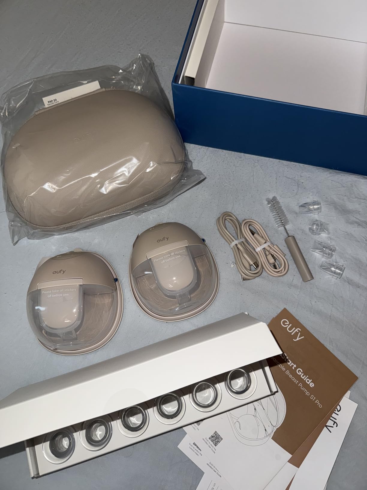eufy Security Heated Wearable Breast Pump S1 Pro, Slim Hands-Free with Industry-Leading HeatFlow Tech, Wireless Charging Case, App-Controlled OptiRhythm, 300 mmHg Strong Suction, in-Bra Use customer photo 1