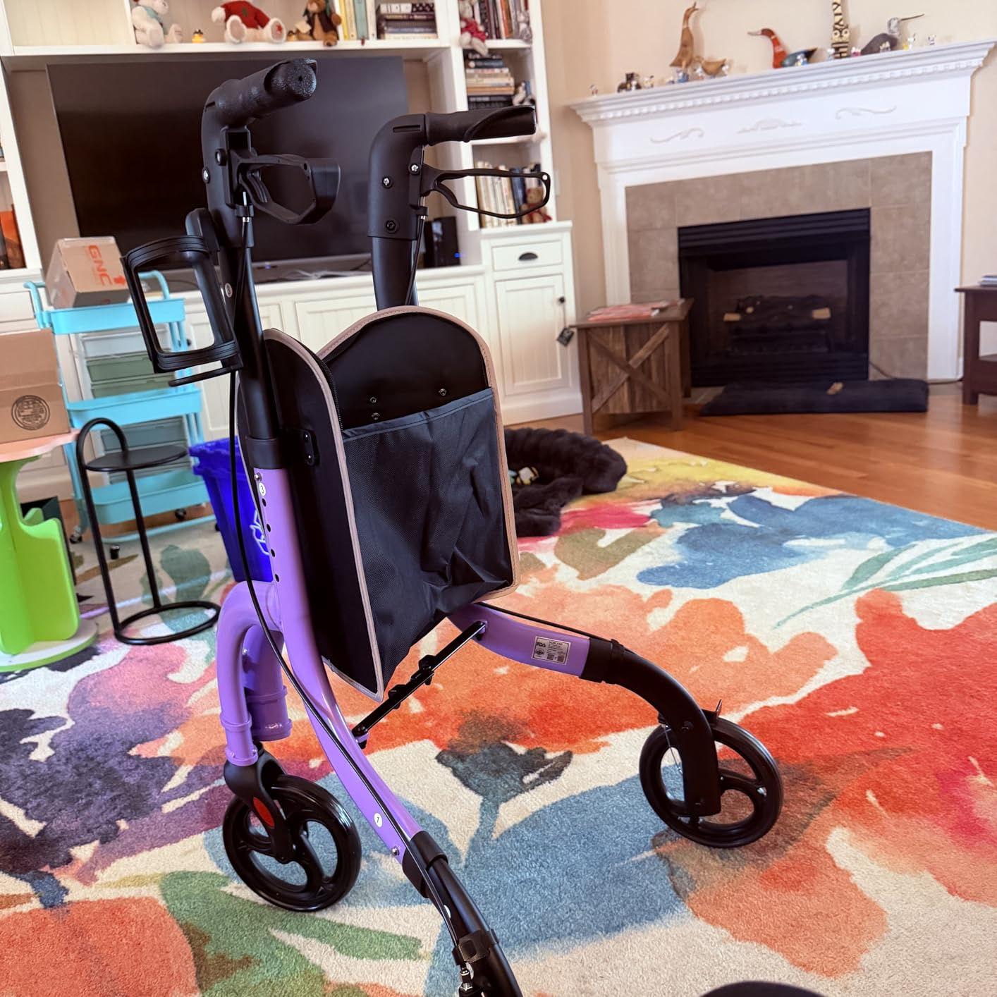 HOMLAND 3 Wheel Walkers for Seniors, Foldable Wheeled Rollator with Cane Hold and Cup Hold, Lightweight Three Wheel Rolling Walker Height Adjustable for Seniors customer photo 2