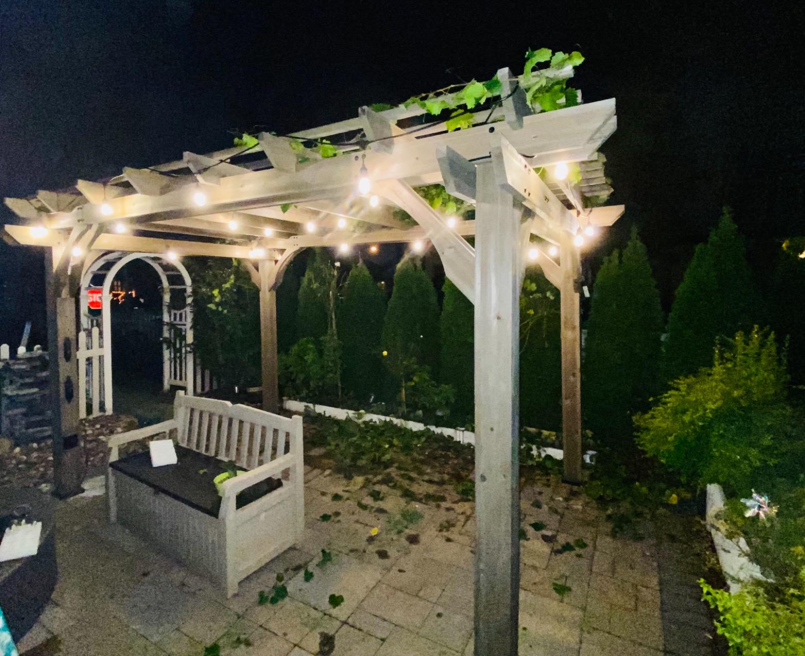 Backyard Discovery Somerville 14 x 10 Walnut All Cedar Pergola, Durable, Quality Supported Structure, Snow and Wind Supported, Rot Resistant, Electrical Outlet with USB, Deck, Garden, Patio customer photo 1