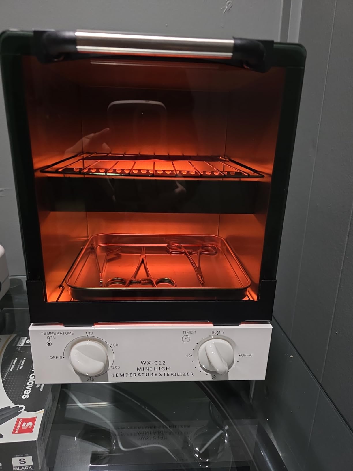 High Temperature Sterilizer, Large Capacity Dry Heat Stainless Steel Sterilizer with Temp and Timer Control, Max timing 60min, Max temperature 250C (482F), With Stainless Trays, 110V power customer photo 1