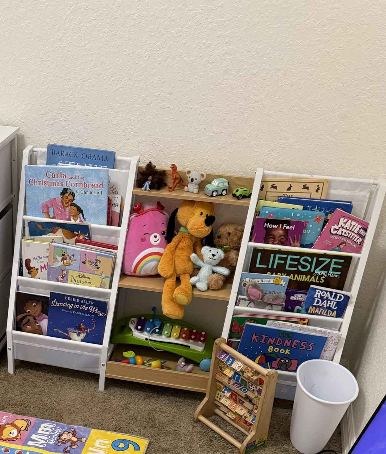 MAHANCRIS Kids Bookshelf and Toy Organizer, 3-Tier Bookshelf for Kids, Sturdy Kid Bookcase with Storage, Toddler Book Shelf for Kids Room, Playroom, Bedroom, Nursery, White customer photo 1