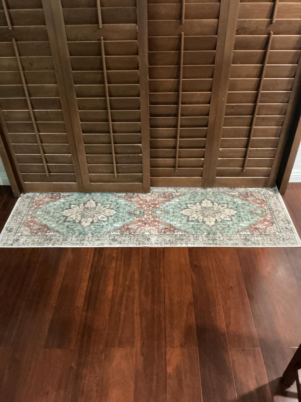 RELEANY Area Rugs Runner 2'x6' Washable Non-Slip, Floral Vintage Distress Medallion Carpet for Kitchen Hallway Bedroom Beside Laundry Room Bathroom, Terracotta Burnt Orange Green customer photo 1