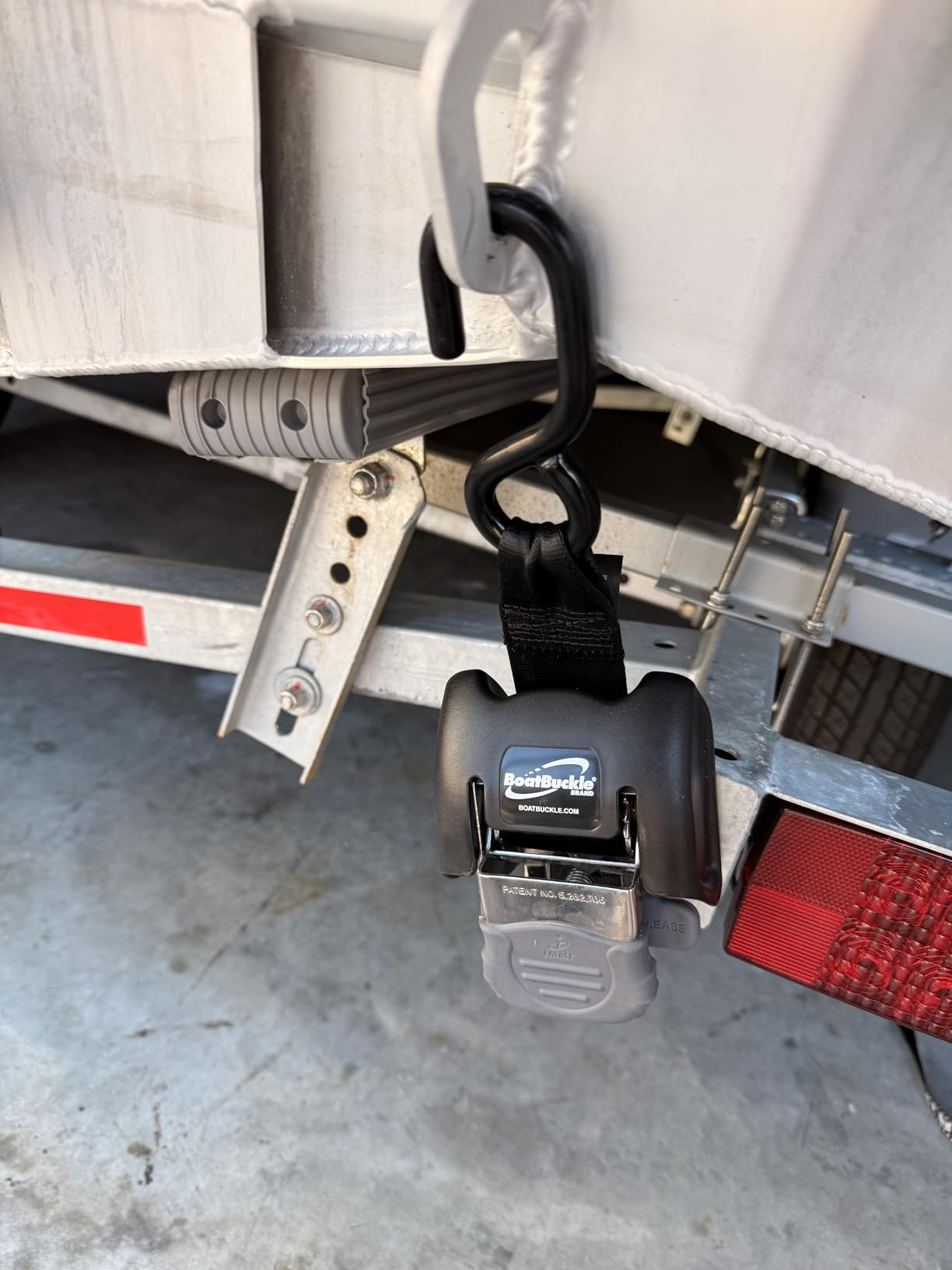BoatBuckle G2 Transom Boat Tie Down Straps to Trailer 2x43-Inch, 2500lbs Break Strength, Bolt On Retractable Ratchet Straps Heavy Duty, 2-Pack customer photo 2