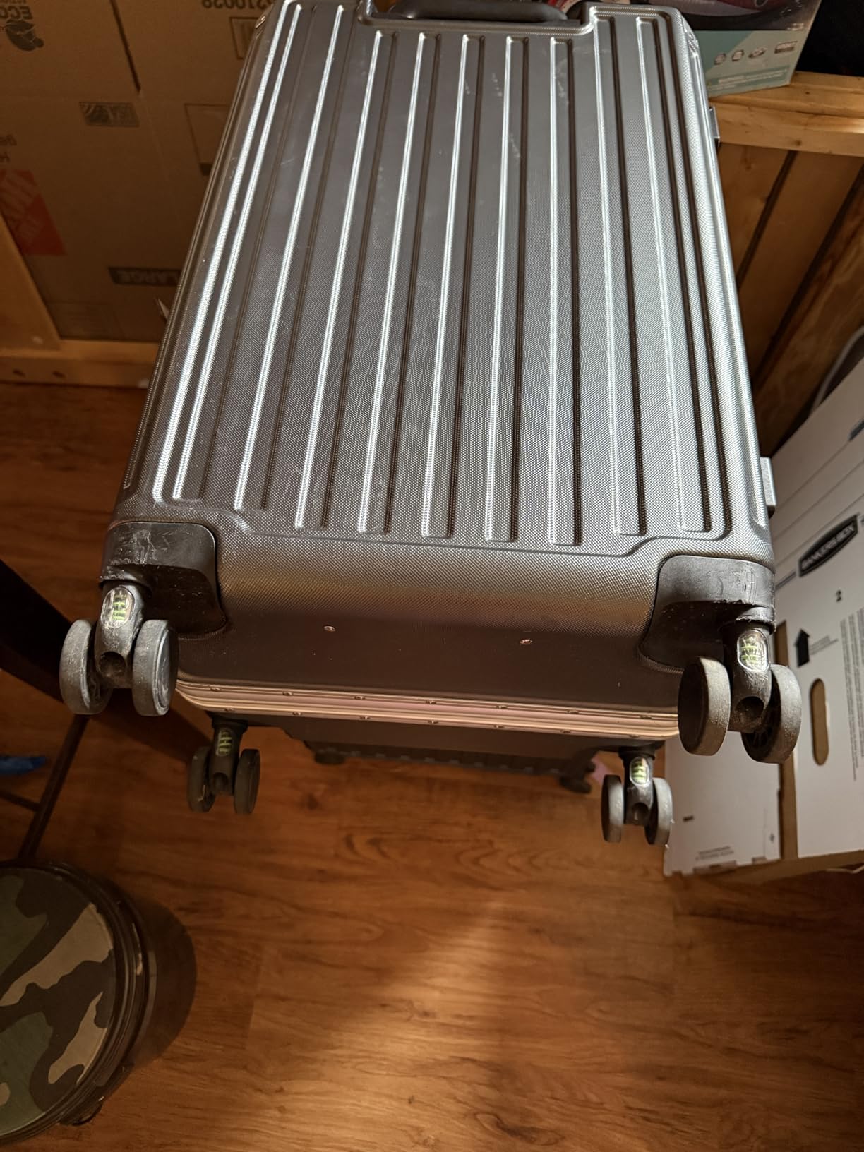 Checked Suitcase with Spinner Wheels, 8010S Aluminum Frame Zipperless Polycarbonate Hard Shell Suitcase (ZX-Core, Blue, 28 Inch) customer photo 1