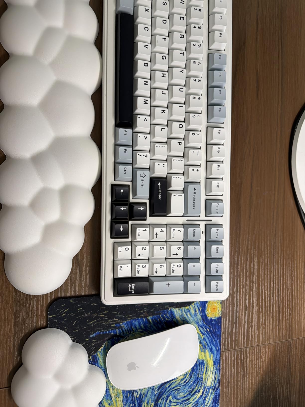 Sushret Cloud Wrist Rest Keyboard, Cloud Keyboard Wrist Pad Set with PU Leather Memory Foam, Cute Arm Rest for Palm Support, PC/Gaming Desk Accessories/Office Setup/Computer Hand Cushion - White customer photo 2