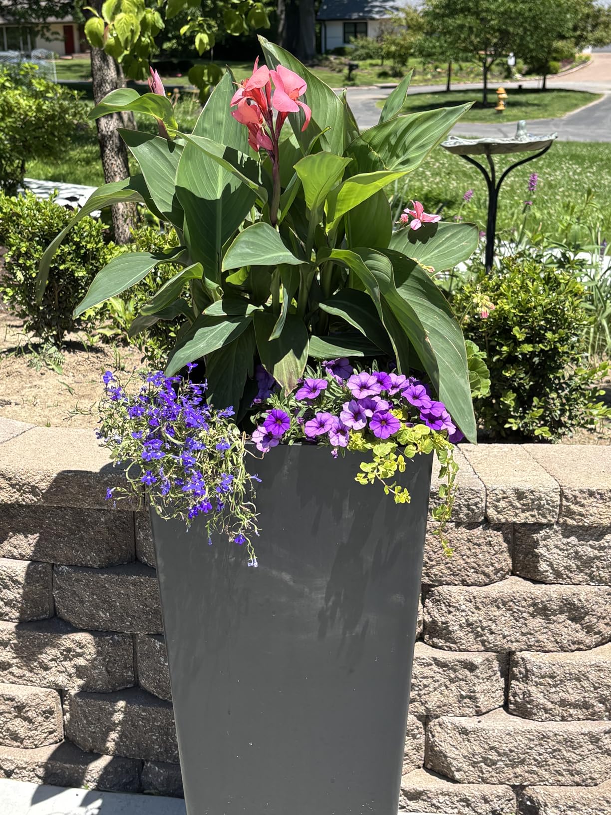 Heyzier Tall Planters for Outdoor Plants, Large Resin Flower Pots for Garden, Front Porch, Patio, Indoor - Set of 2 (Black, 28 inch - 2 Pack) customer photo 1