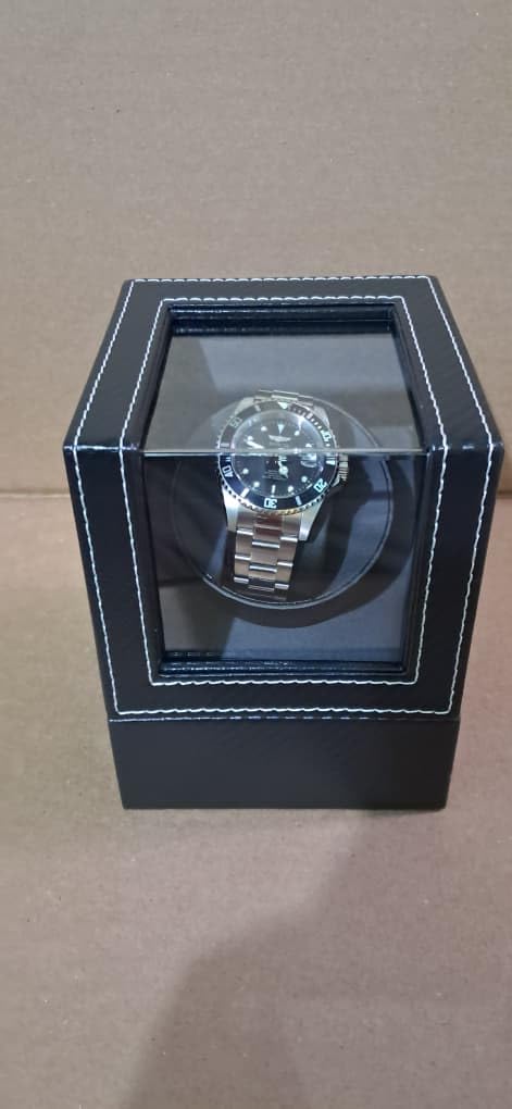 Watch Winder for Automatic Watches: Automatic Single Watch Winder Box with Japanese Quiet Motor, Rotating Watch Case in Black Carbon Fiber Leather, Gifts for Men & Collectors customer photo 2