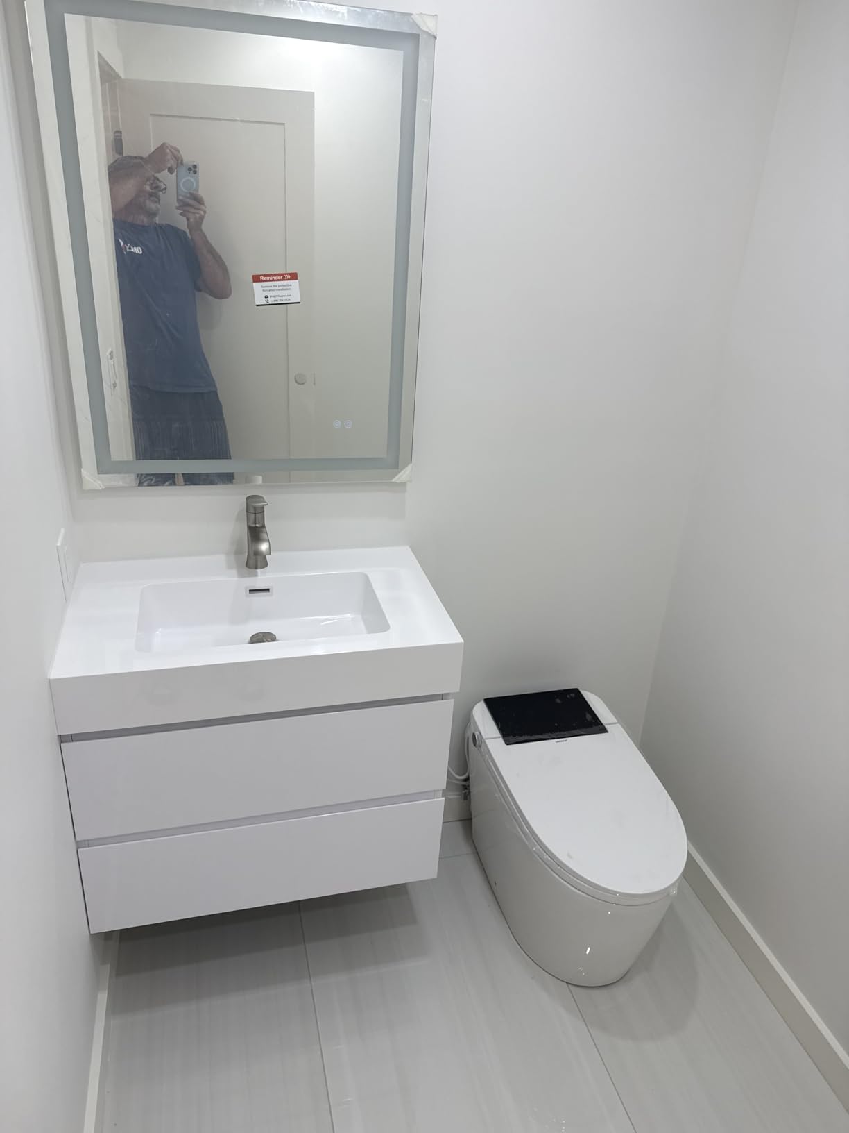 Keonjinn 42 x 36 Inch LED Bathroom Mirror with Lights, Brighter Frontlit & Backlit Vanity Mirror with Stepless Dimmable 3-Color, Anti-Fog Mirror for Wall, HD Tempered Glass, Memory Function, CRI90+ customer photo 1