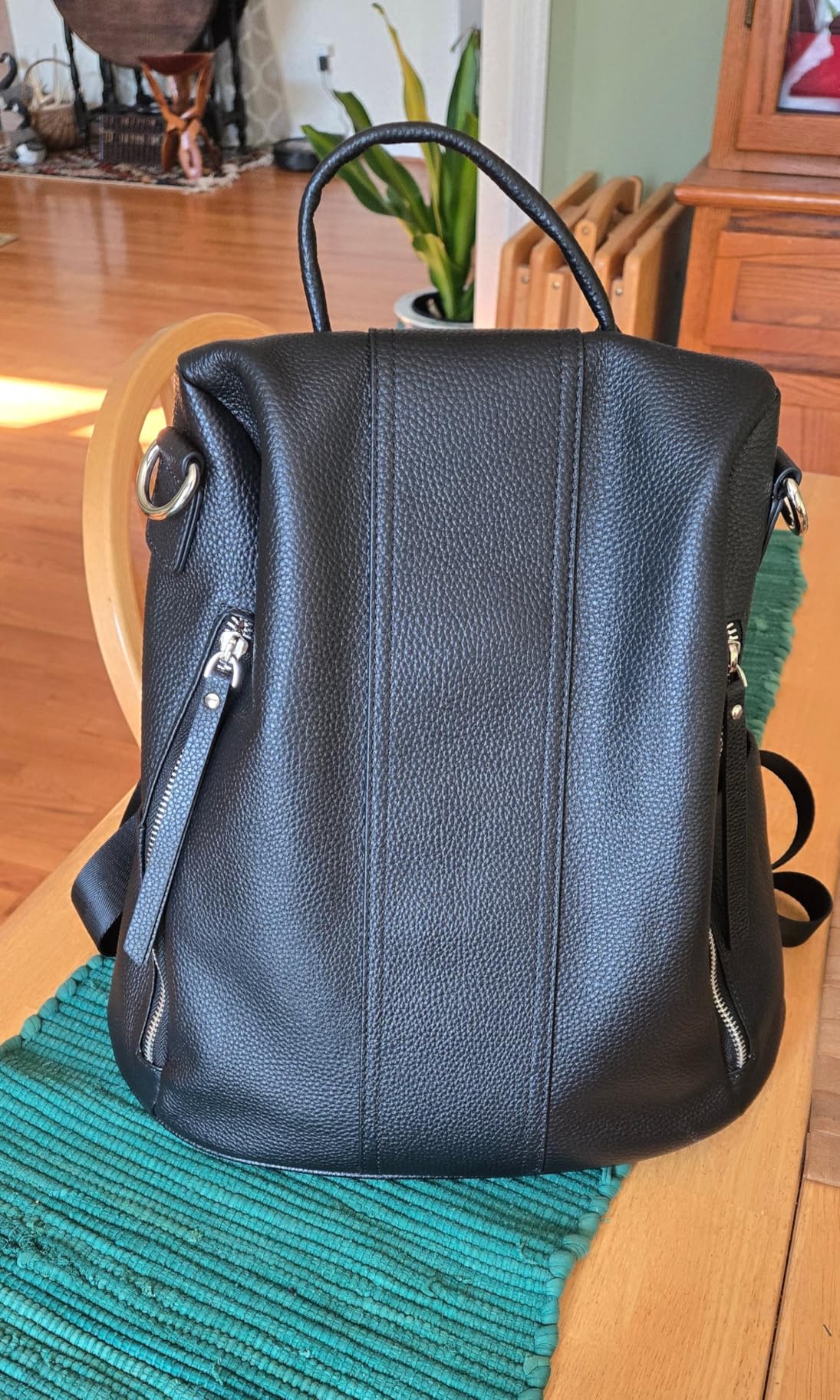 S-ZONE Leather Backpack Purses for Women Antitheft Rucksack Shoulder Bag Medium customer photo 2
