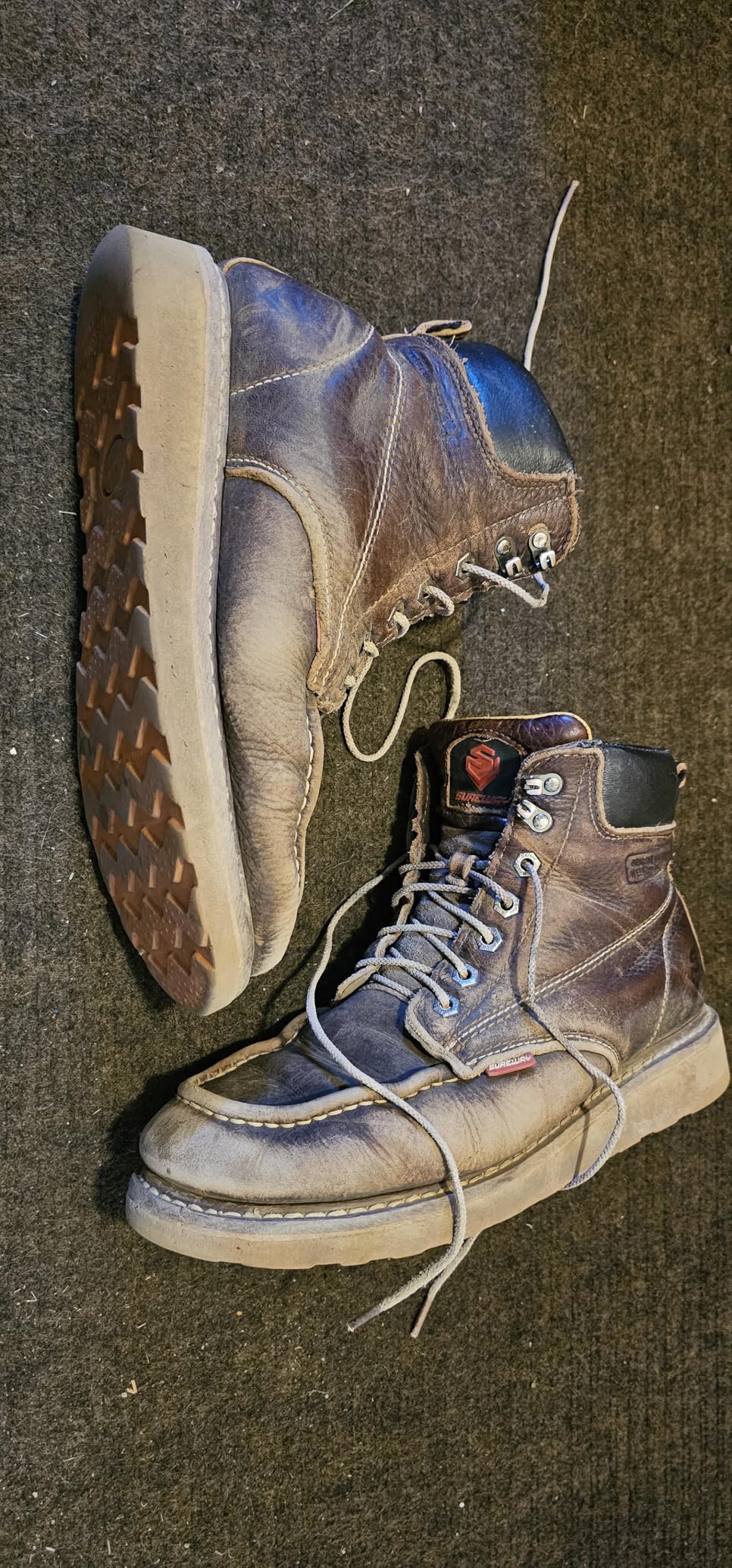 SUREWAY Mens Heavy Duty Soft/Composite/Steel Toe Work Boots for Men-Comfortable,GoodyearWelt,Full Grain Leather,6 in Wedge Moc Toe Construction Boots/Shoes customer photo 2