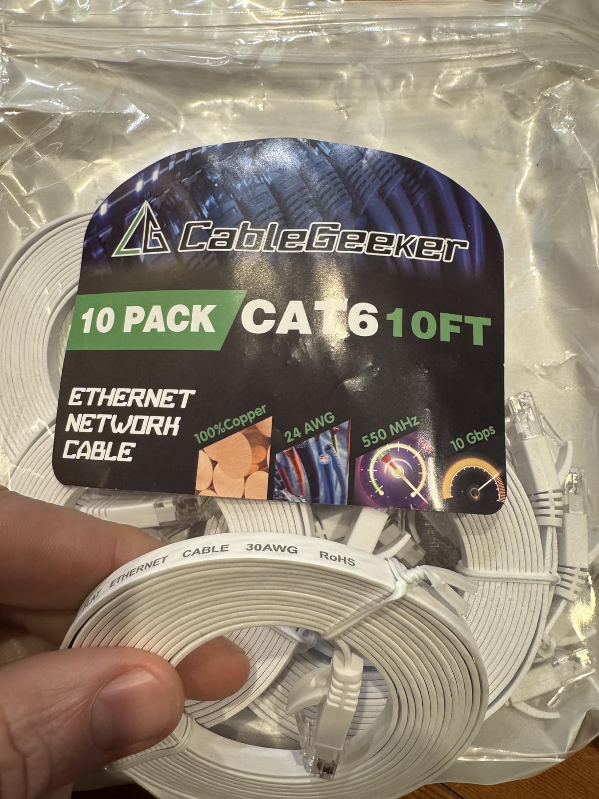 Cat 6 Ethernet Cable 7ft (10 Pack) Flat Internet Network Cables - Cat6 Ethernet Patch Cable Short - Black Computer LAN Cable with Snagless RJ45 Connectors customer photo 1