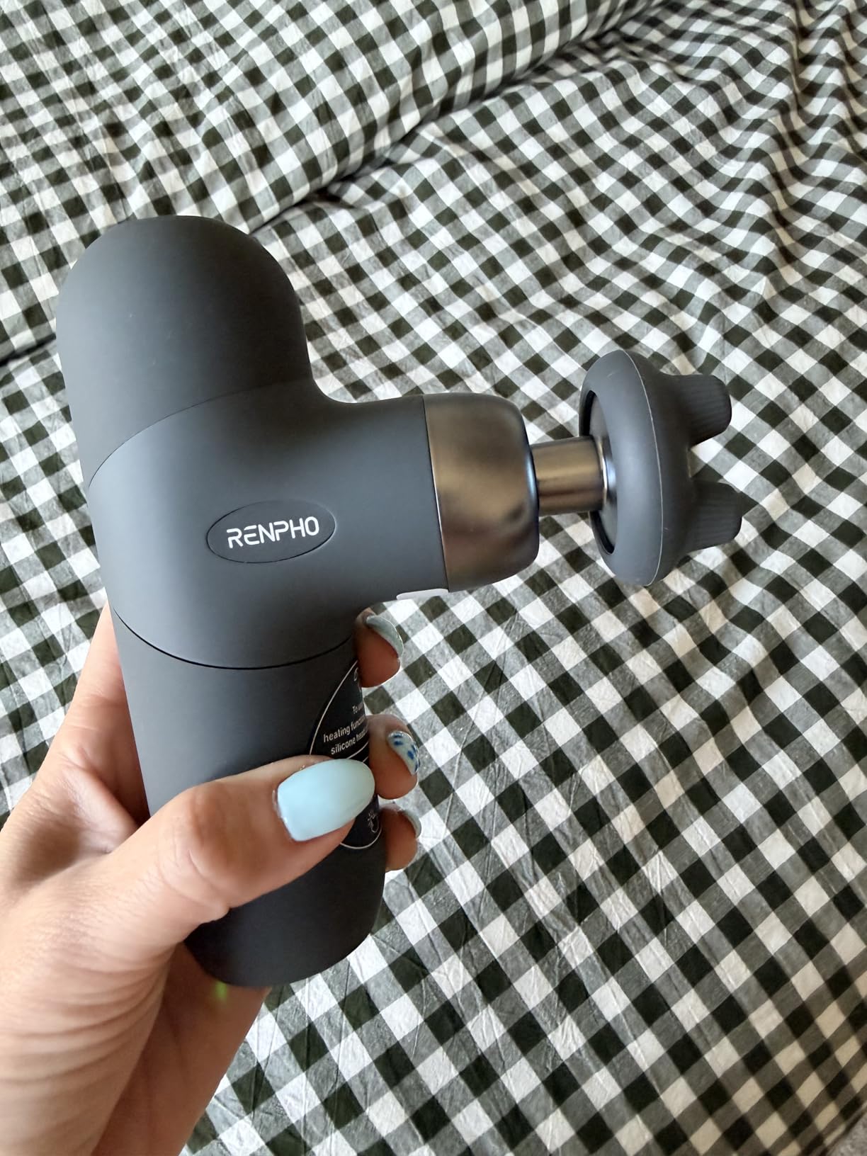 RENPHO Mini Thermal Massage Gun with Heat, Portable Deep Tissue Percussion Massager with 4 Heads for Neck & Back Comfort, Ultra-Quiet customer photo 1