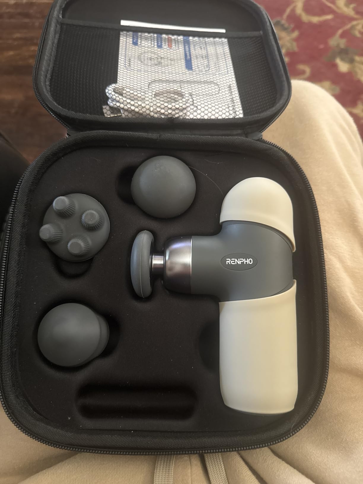 RENPHO Mini Thermal Massage Gun with Heat, Portable Deep Tissue Percussion Massager with 4 Heads for Neck & Back Comfort, Ultra-Quiet customer photo 2