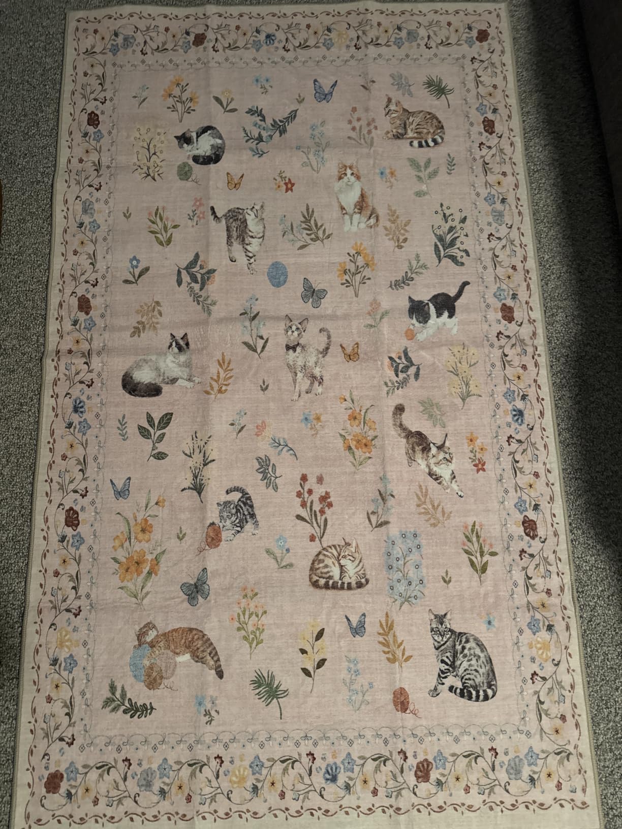 Soalmost 9x12 Area Rugs for Living Room, Non Slip Machine Washable Vintage Rugs, Low Pile Lightweight Large Rug for Bedroom, Dining Room, Home Office Beige customer photo 2
