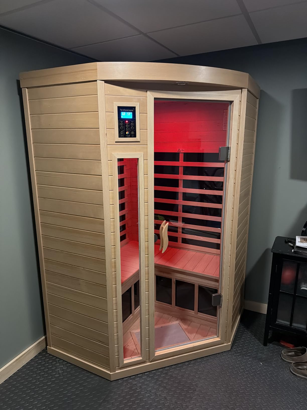 Full Spectrum Sauna, Outdoor Sauna 3 Person Infrared Sauna, Infrared Saunas for Home, 1950W 20A Low EMF Far Infrared Sauna Old Fir Wooden Sauna with Red Light Therapy customer photo 1