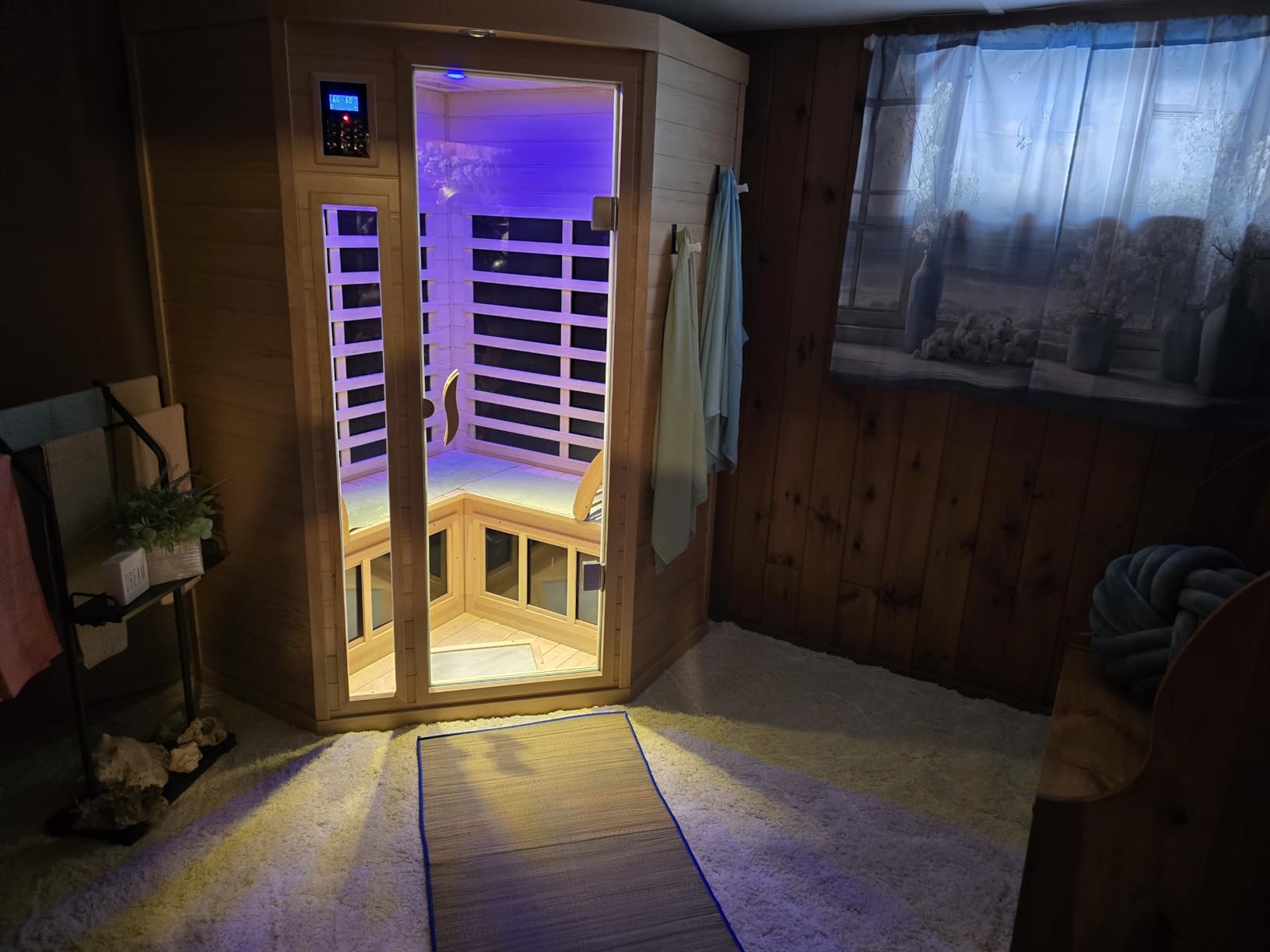 Full Spectrum Sauna, Outdoor Sauna 3 Person Infrared Sauna, Infrared Saunas for Home, 1950W 20A Low EMF Far Infrared Sauna Old Fir Wooden Sauna with Red Light Therapy customer photo 2