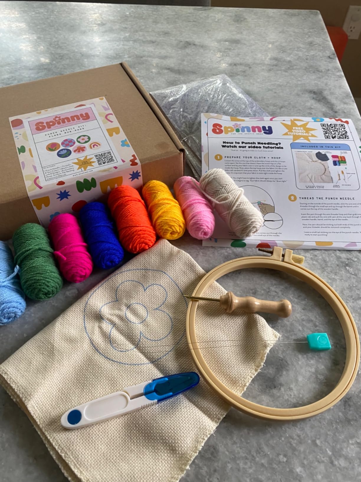 SPINNY Punch Needle Kit, Set of 6 Coasters, Includes Beginner Video Tutorials and Instructions, Beginner Punch Stitch for Adults, Mug Rug Punch Needle Kit customer photo 2