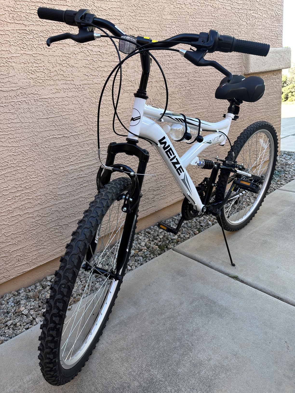 WEIZE Mountain Bike, 26/27.5 inch Outdoor Cycling Bike, 18-Speed/High-Carbon Steel/Dual Full Suspension, Adjustable Ergonomic Seat for Men Women Adult, MTB Bicycle with Suspension Fork, Sleek Colors customer photo 2