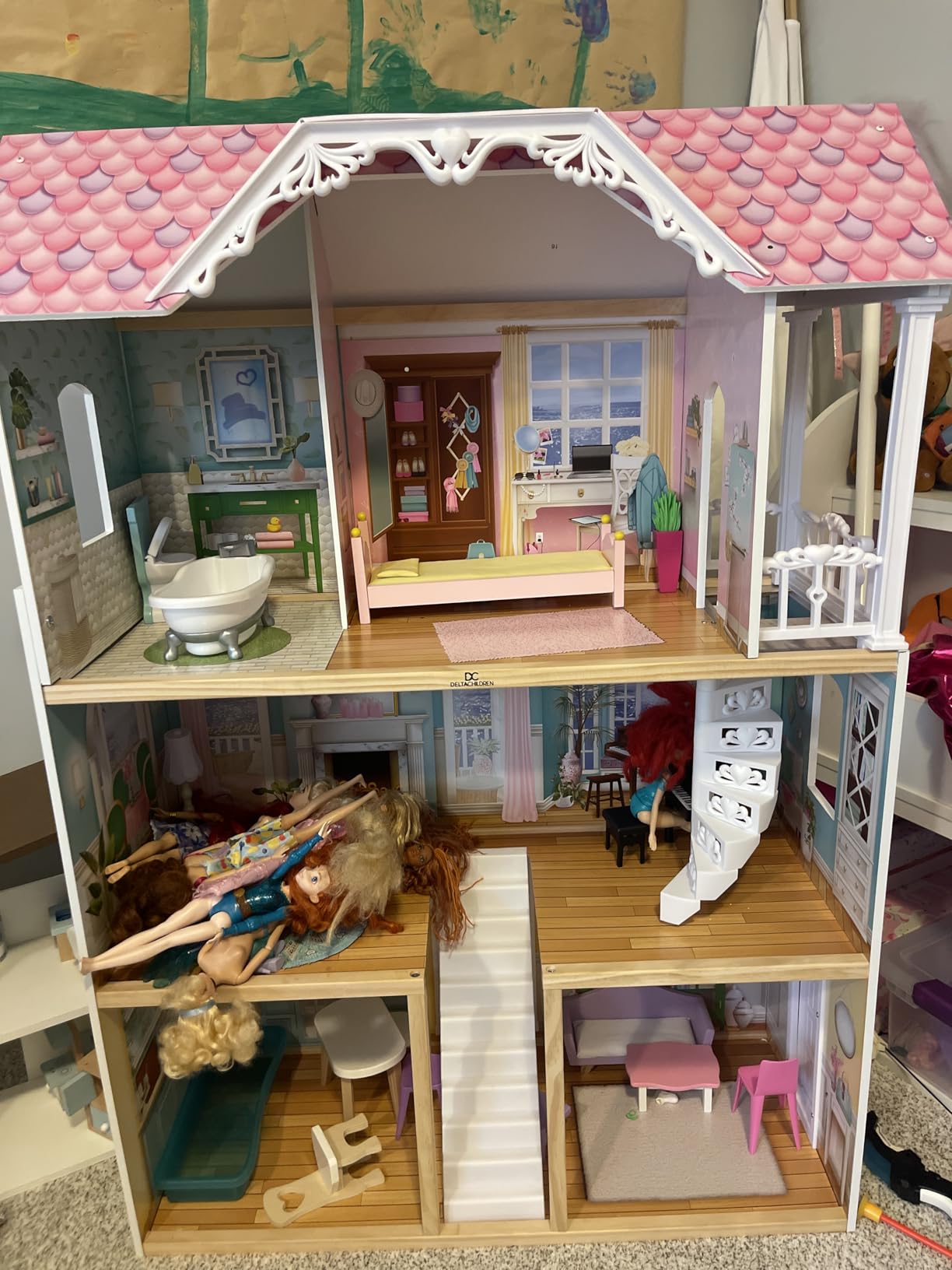 Delta Children MySize Dollhouse - Large 3-Story Dollhouse with 7 Rooms Includes 12 Included Accessories - Fits 12-inch Dolls customer photo 1