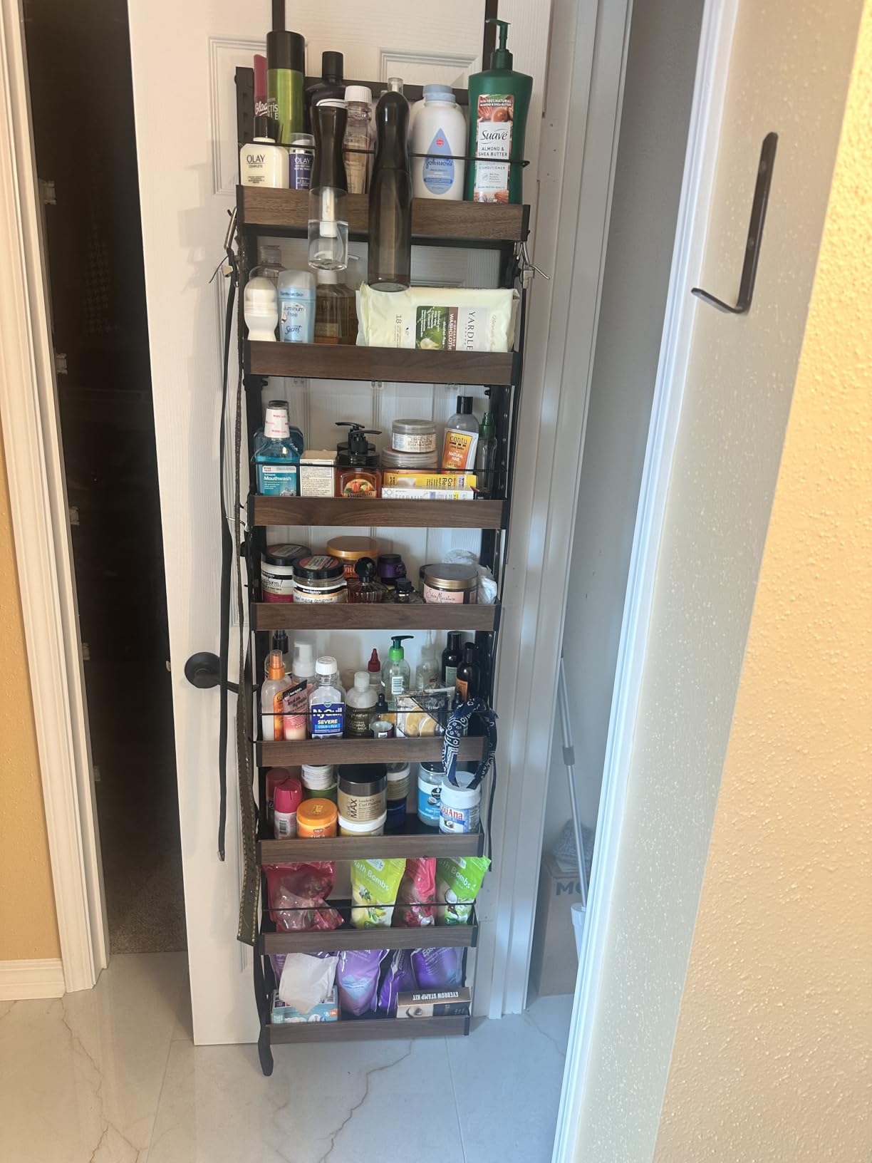 POKIPO 8 Tier Over The Door Pantry Organizer, 2 IN 1 Wall Mount or Hanging Spice Rack Seasoning Shelves with Adjustable Basket, Back of Door Organizer and Storage for Kitchen Cabinet and Room Closet customer photo 2