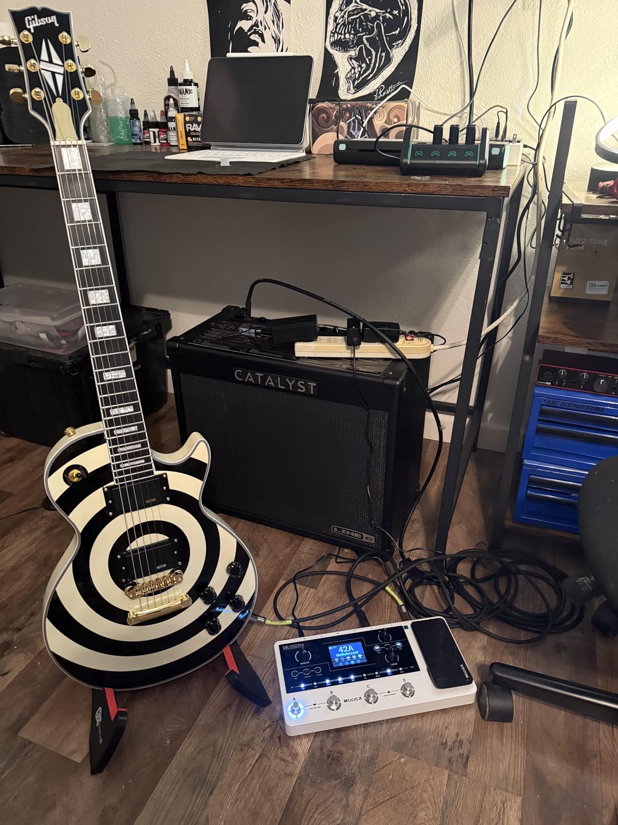 MOOER GE150 Pro Guitar Amp Modelling Multi Effects, Reverb, Delay, Looper Drum with 4 Footswitches, Expression Pedal, USB OTG Live Recording, MNRS GNR and GIR Loader customer photo 1