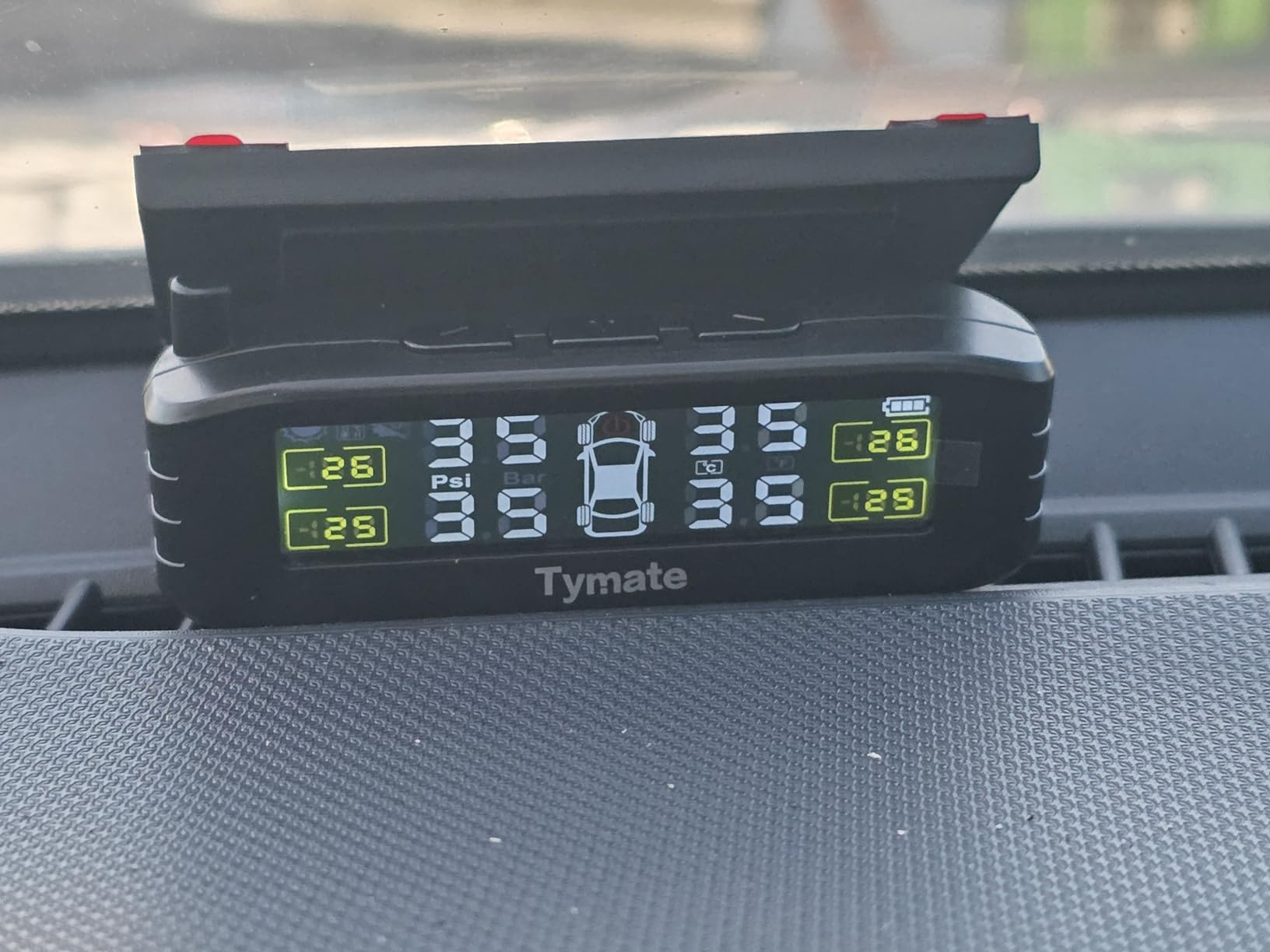 Tymate TM8 Tire Pressure Monitoring System, Wireless Solar TPMS with 4 External Sensors & 6 Alarm Modes, Colorful Display, Easy to Install on Windshield, Ideal for RV Sedan SUV MPV Truck (0-87 PSI) customer photo 2