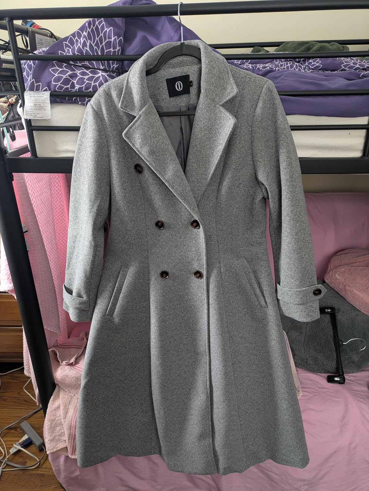 IDEALSANXUN Womens Long Wool Coat Fall Winter Double Breasted Trench Coat Peacoat Jackets customer photo 2