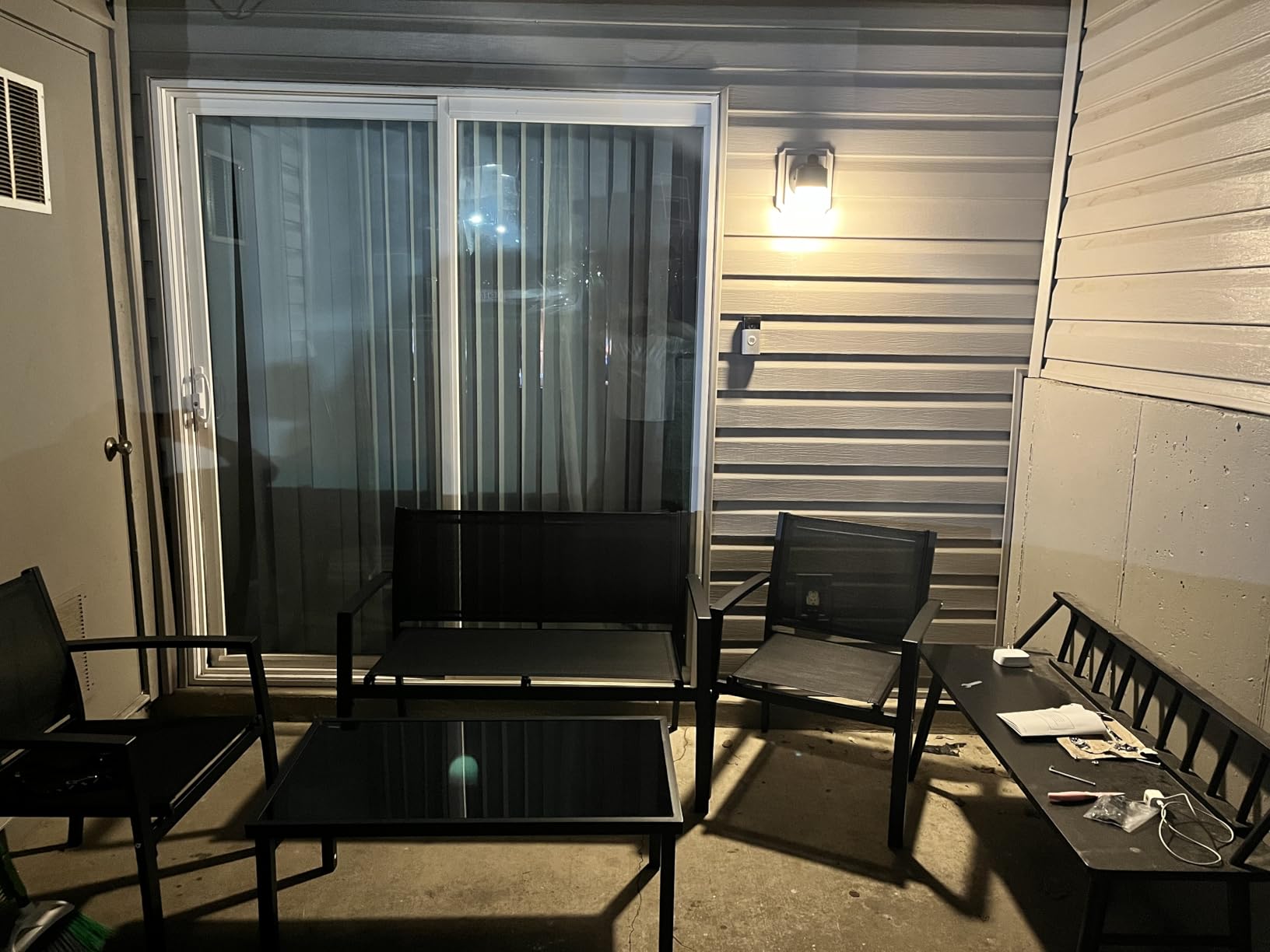 Shintenchi 4 Pieces Patio Furniture Set All Weather Textile Fabric Outdoor Conversation Set, with Glass Coffee Table, Loveseat, 2 Single Chairs for Home, Garden, Lawn, Porch (Gray) customer photo 1