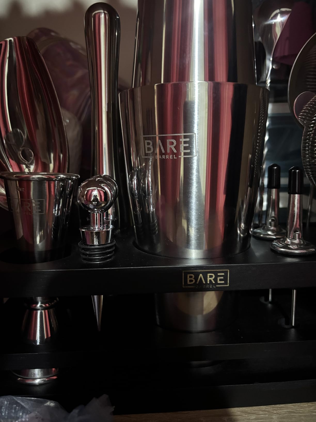BARE BARREL Mixology Bartender Kit Bar Set | 16-Piece Cocktail Shaker Set | Martini Barware Mixing Tools for Home Bartending | Incl. 35 Recipe Cards | Gift Set (28oz Boston Shaker, Silver/Black) customer photo 2