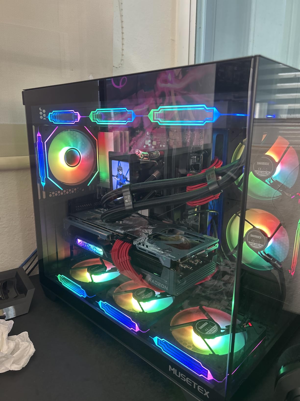 DARKROCK F120 3in1 120mm Infinite Mirror Design Case Fans with 24 LED Lights PWM Control & ARGB Effect, Hydraulic HDB Bearing for Low-Noise Operation - Suitable for Most PC Cooling Systems - Black customer photo 1