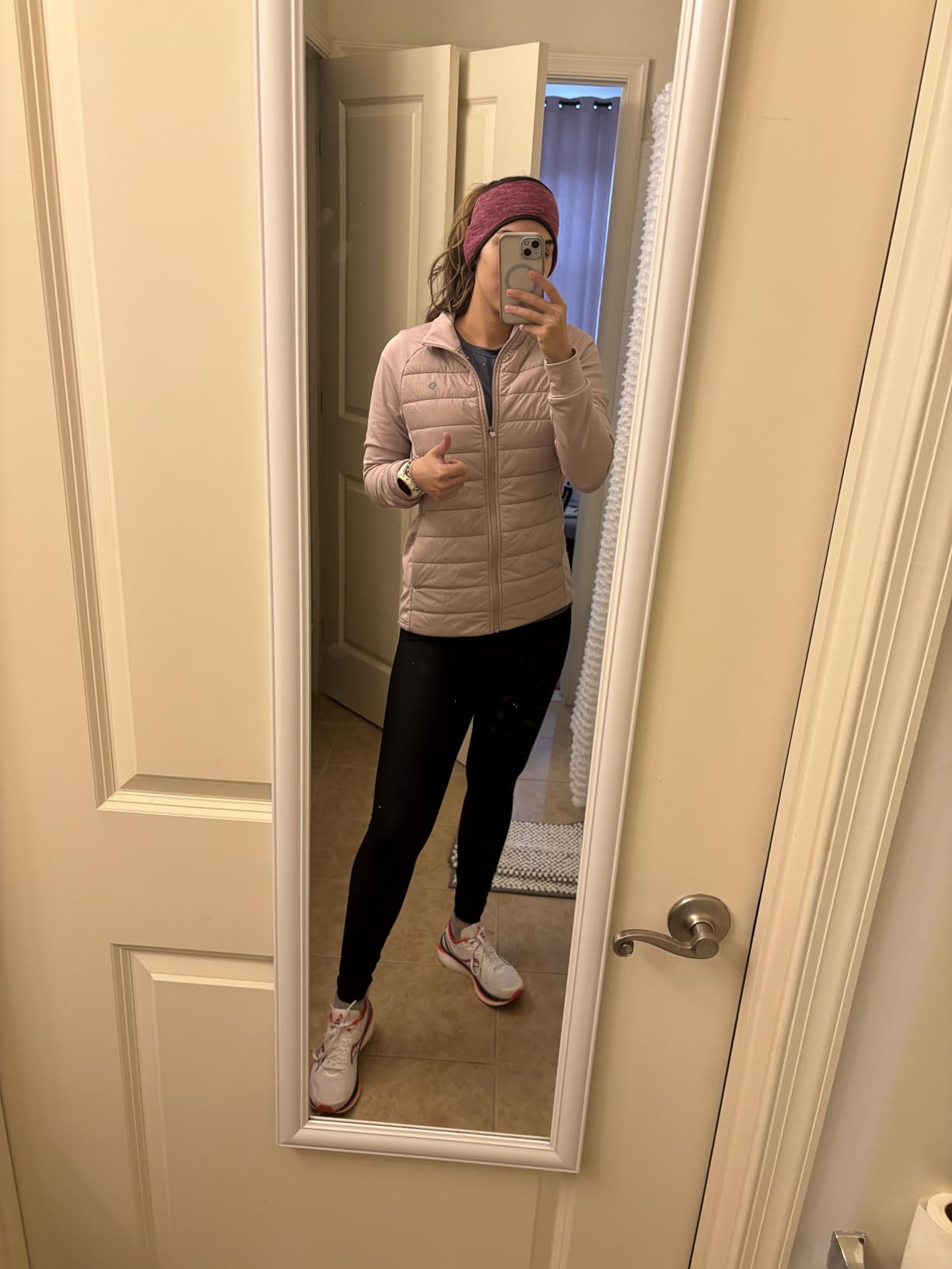 Women's Running Jacket Winter Lightweight Water Resistant Puffer Coat Fall Cold Weather Hiking Zip Pockets customer photo 2