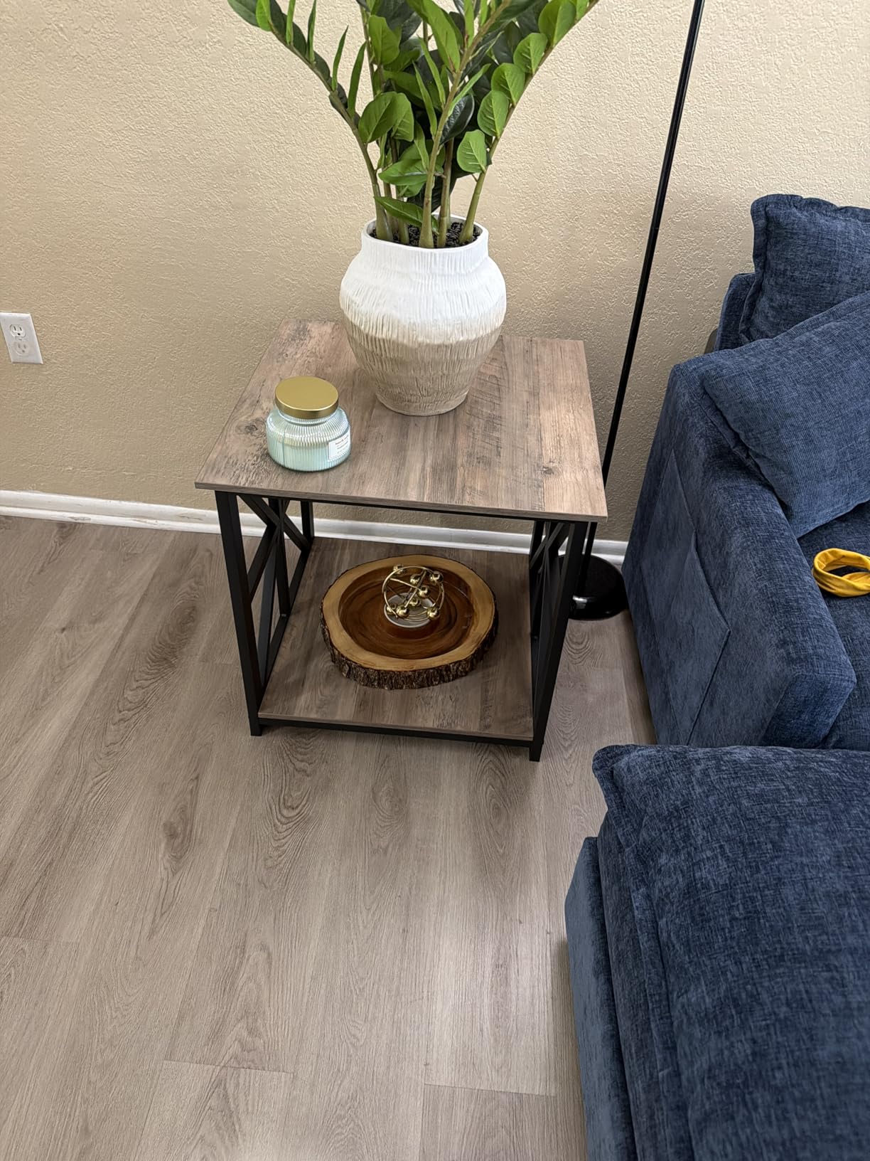 GreenForest End Table with 2-Tier Storage Shelf, 24 inch Large Side Table for Living Room, Modern Nightstand, Walnut customer photo 1