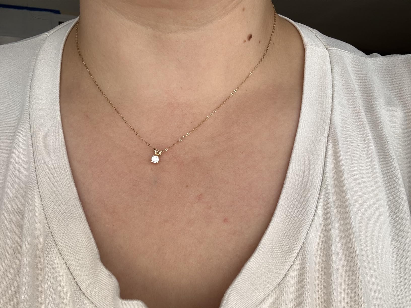 IGI Certified 0.25 Carat Solitaire Lab Grown Diamond Pendant Necklace in Solid White 14K Gold, Adjustable 16