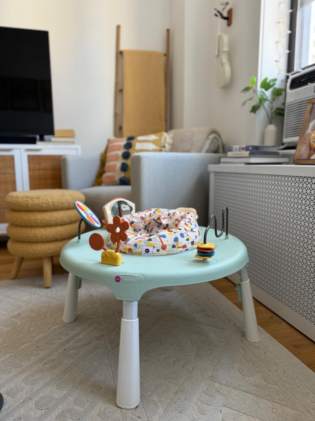 ORIBEL PortaPlay 3-in-1 Baby Activity Center & Play Table | Patented Bouncy Seat with Stable Foot Support | 5 Months+ | Convertible, Portable Design with Development-Focused Toys (Enchanted Garden) customer photo 1
